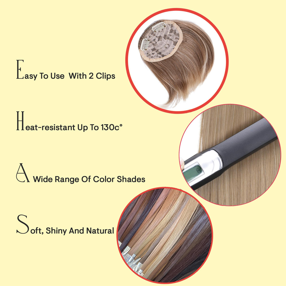 Prettyshop Clip in Extensions Light Blonde #25T613 F14-2: Prettyshop Fringe Bangs Clip In Extension Hair Piece Heat-Resisting Synthetic Fiber Light Blonde #25T613 F14-2