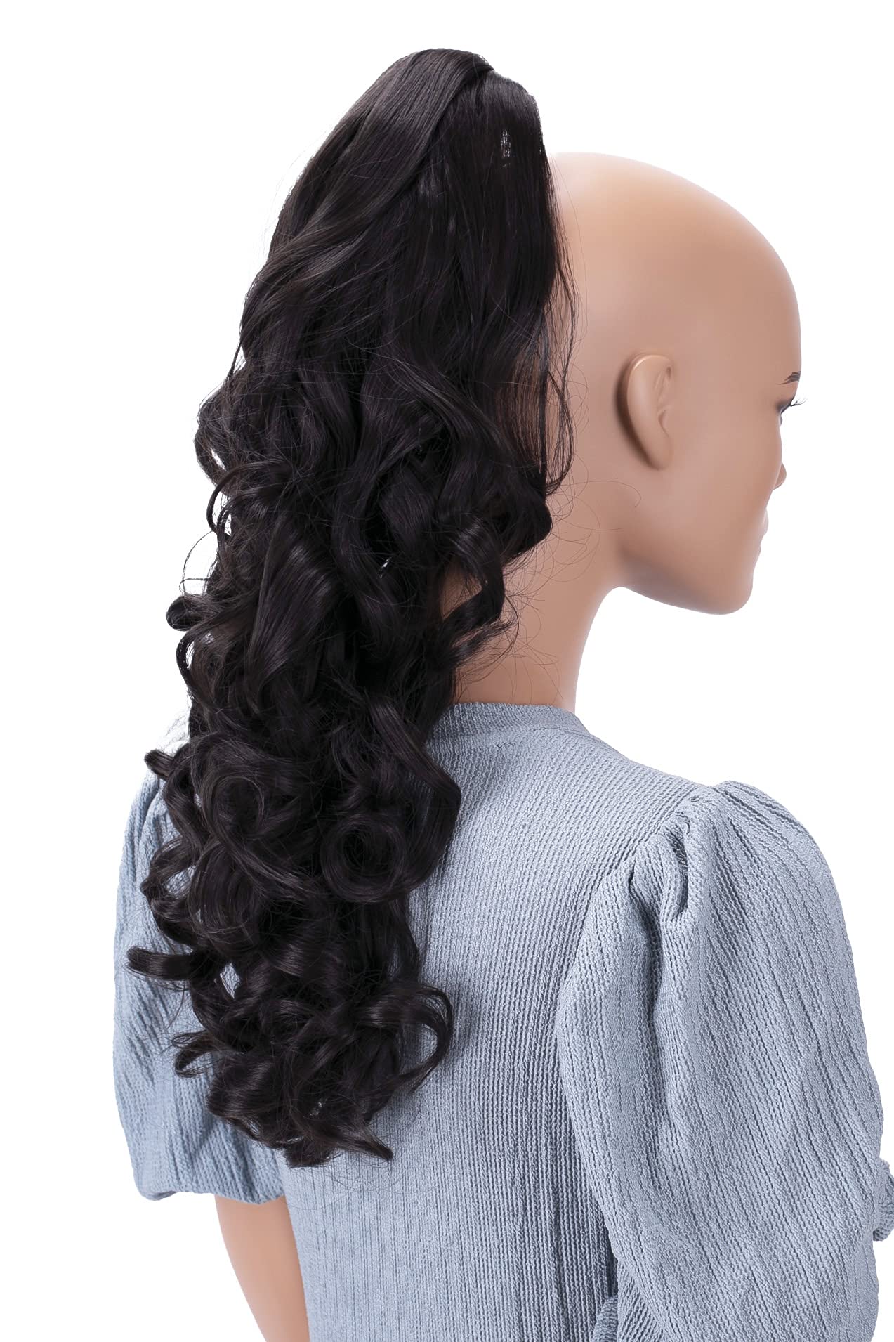 22 & 150g Hair Piece Pony Tail Extension (DARK BROWN CHOCOLATE) Very Long & Voluminous Curled Wavy Heat-Resisting Like Real Human Hair