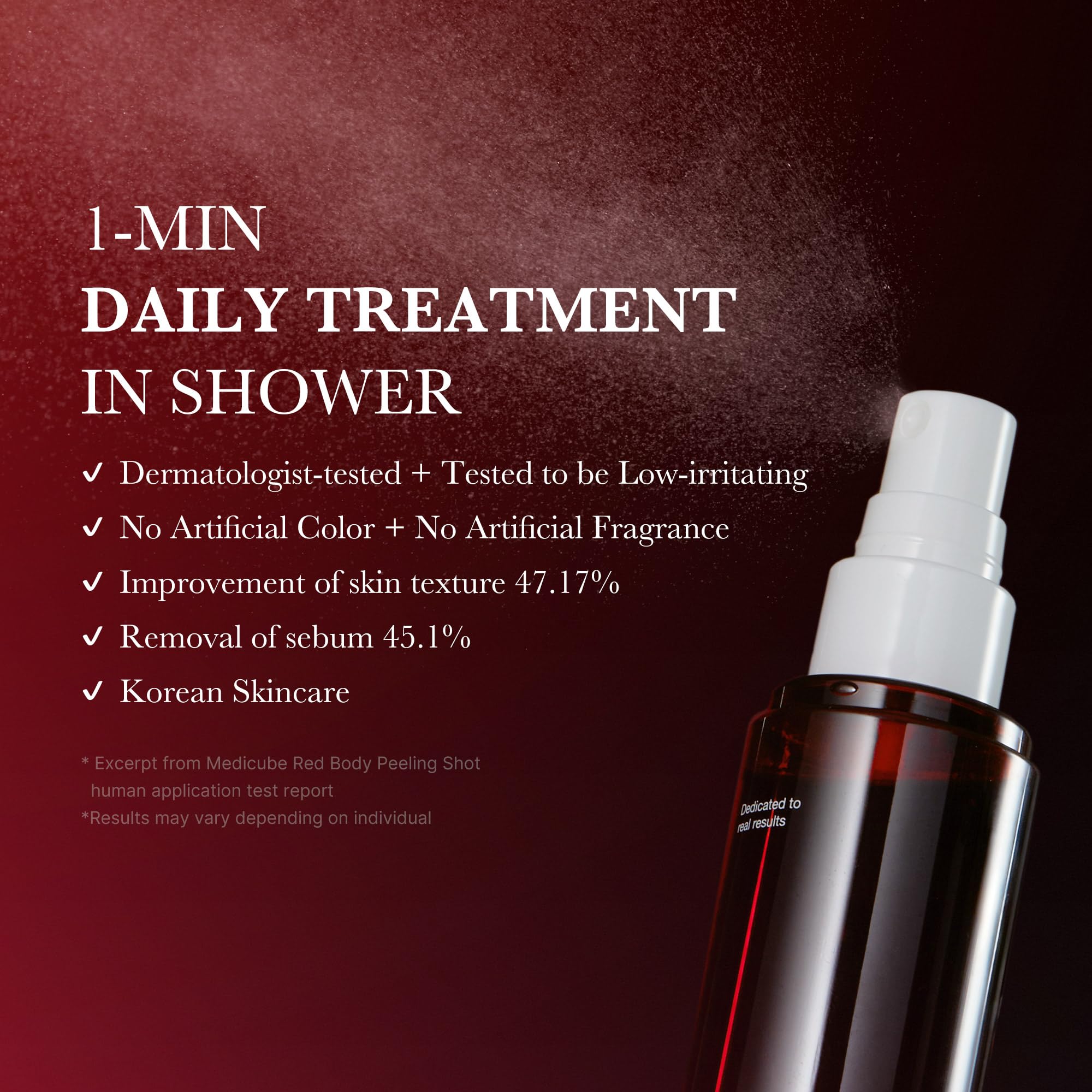 medicube Red Body Peeling Shot, Body Spray Cleanser for Strawberry skin, AHA + BHA + Succinic Acid Helps Reduce Body Breakouts and Bumpy Skin, Smoothing and Exfoliating, 3.88 oz.