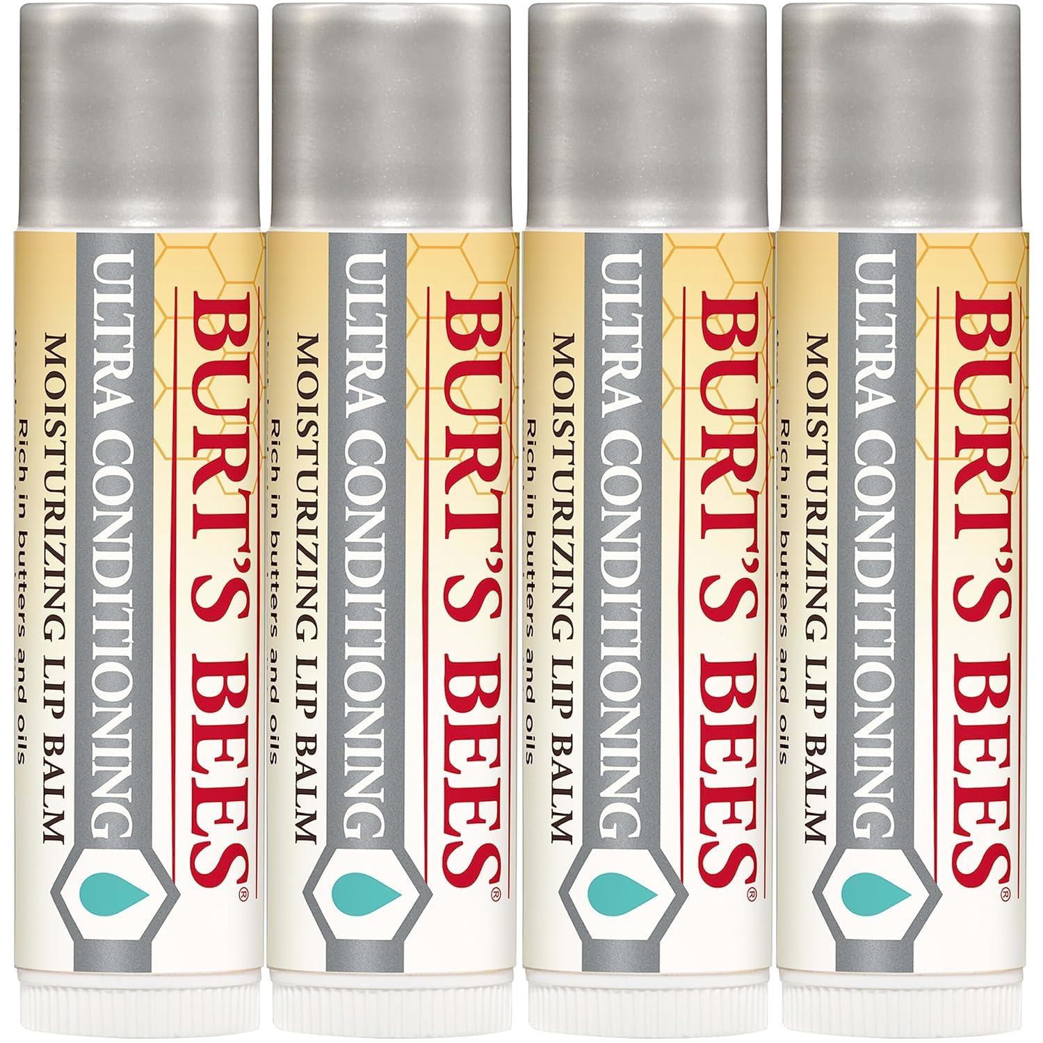 Burt's Bees Lip Balm, Moisturizing Lip Care, 100% Natural, Ultra Conditioning with Shea, Cocoa & Kokum Butter (4 Pack)
