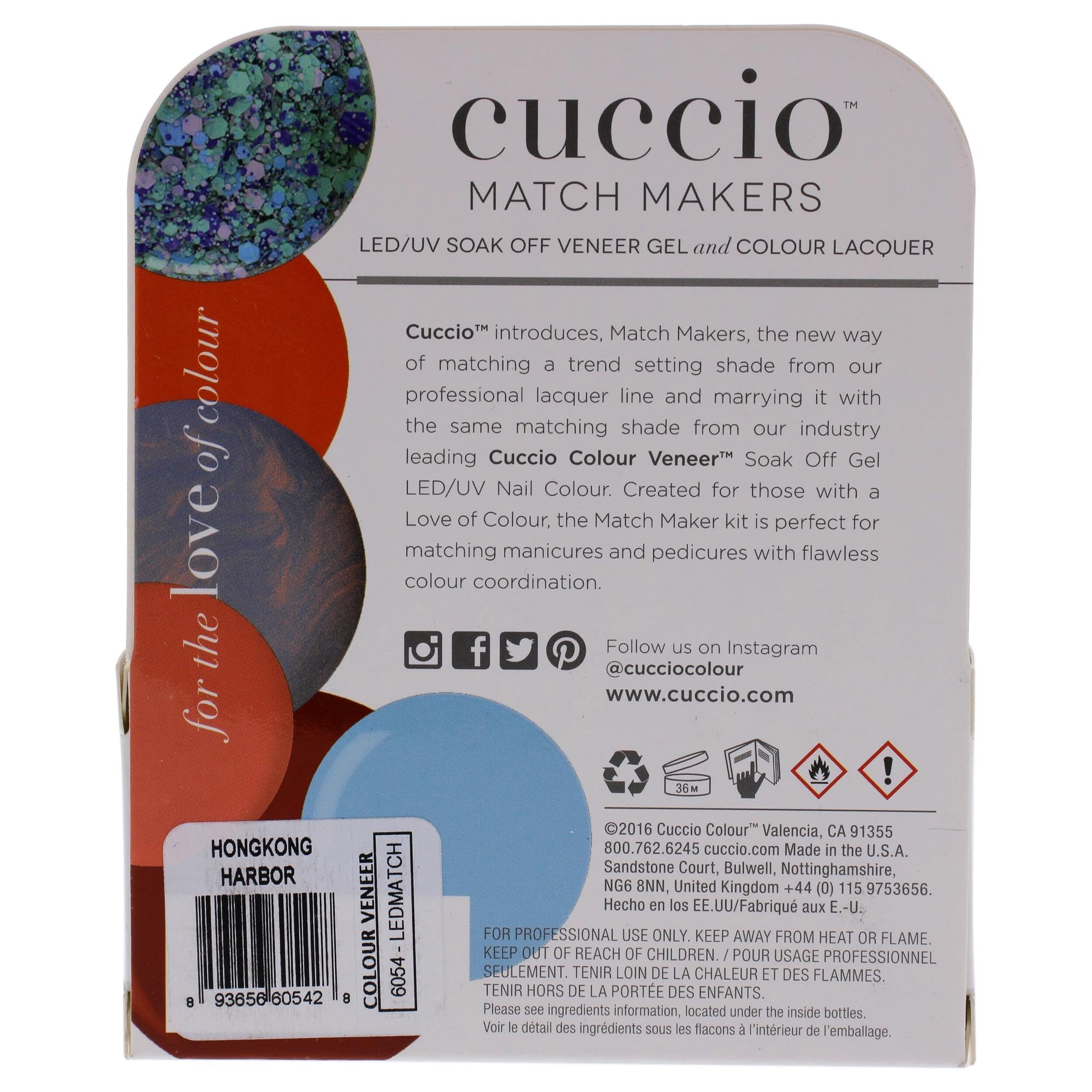 Cuccio Matchmaker - Colour Nail Lacquer & Veneer Gel Polish Nail Paint - Hong Kong Harbor - For Manicures & Pedicures, Full Coverage - Long Lasting, High Shine - Cruelty & Toluene Free - 2 pc