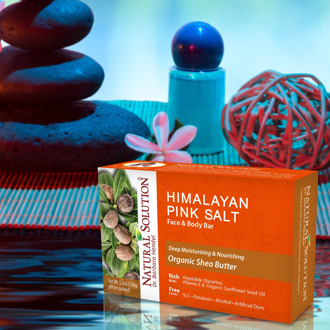 Natural Solution Pink Salt Body & Face Bar, Moisturizing and Nourishing Soap Bar with Organic Shea Butter - 150 g