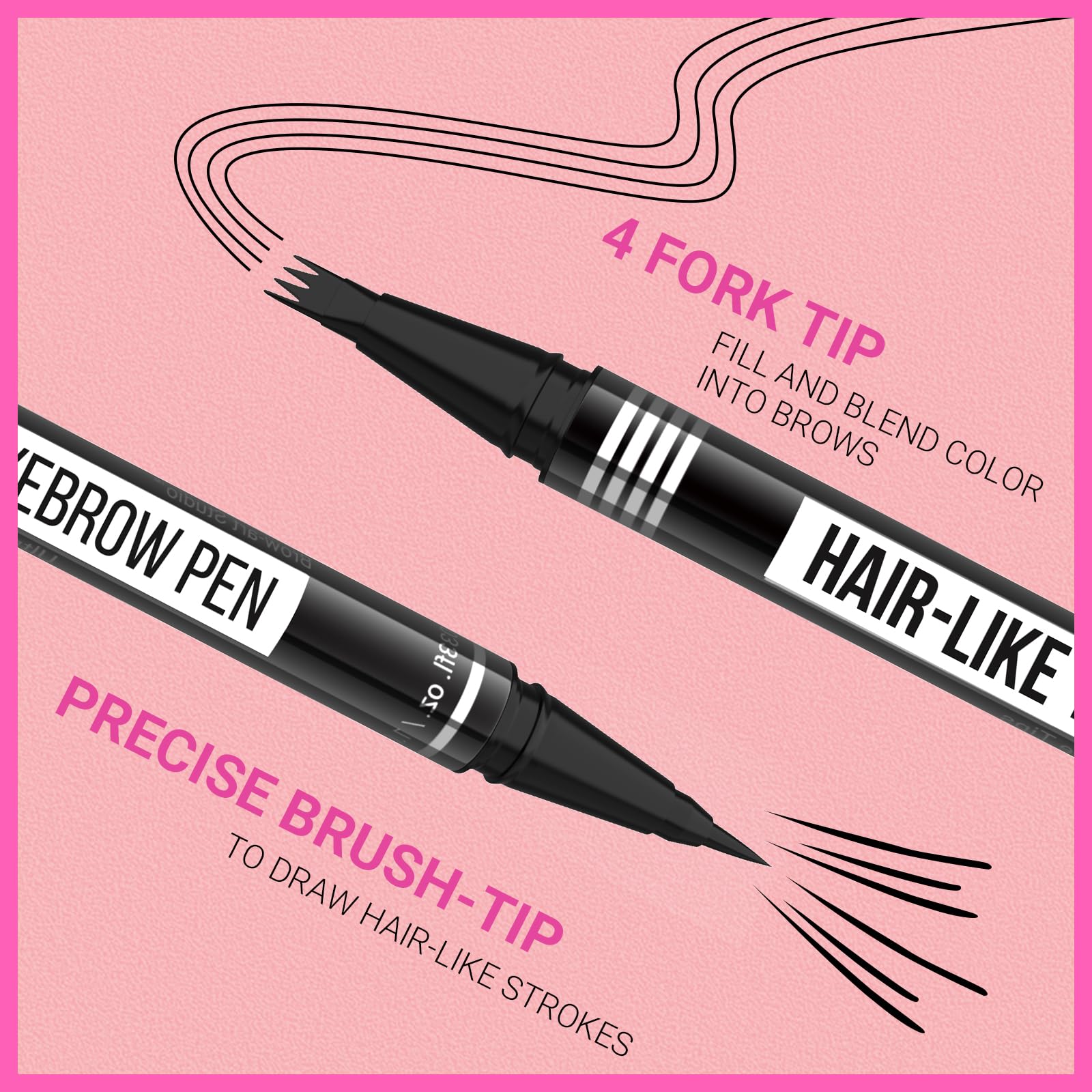 iMethod Eyebrow Pen - Eyebrow Pencil Magical 2-in-1 Eye Brow Pencils for Women with 4-Fork-Tip & Precise Brush-Tip Create Natural Hair-Like Brows, Last All-Day, Microblading Eyebrow Pen, Light Brown