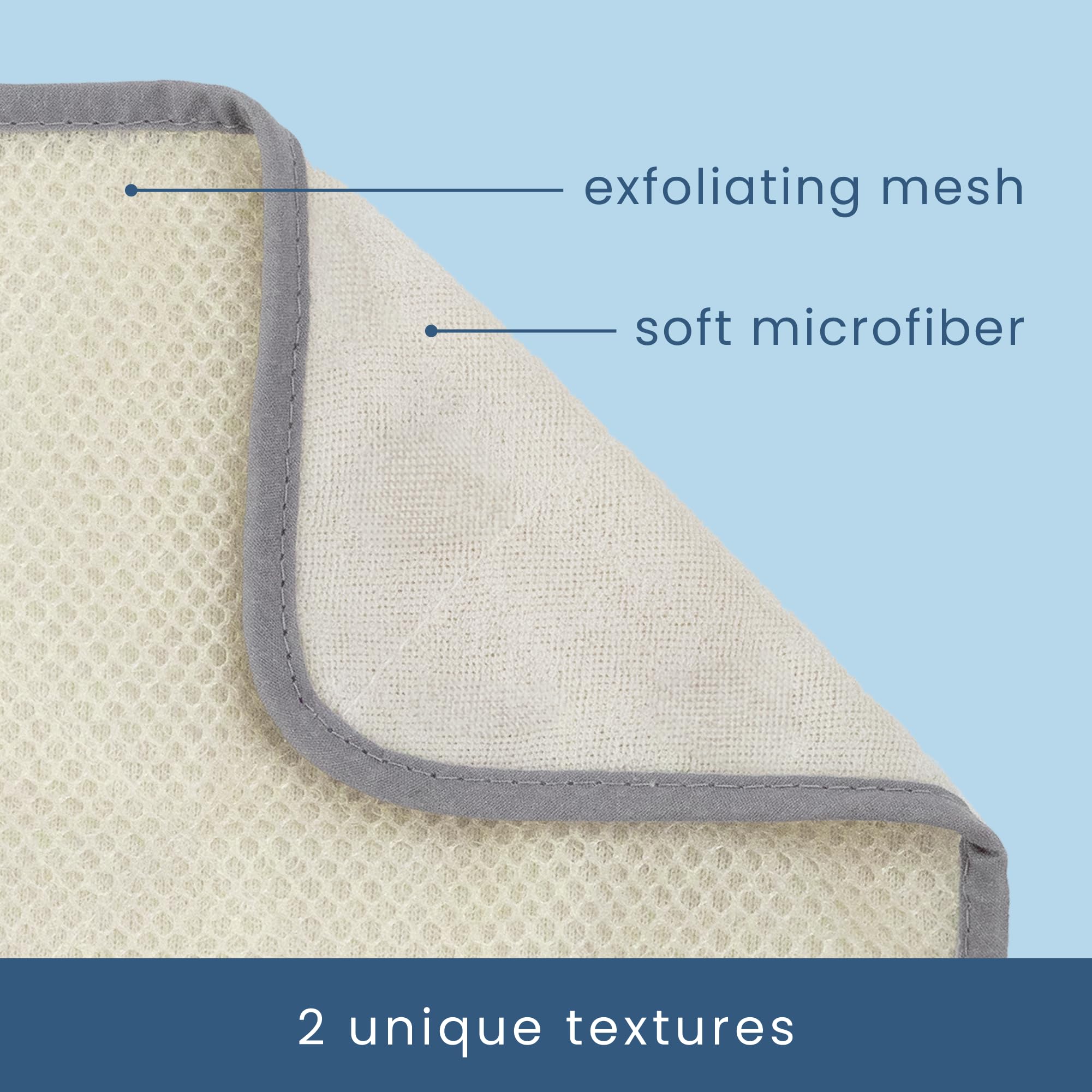 S&T INC. Exfoliating Washcloths, Dual Sided for Face and Body Scrub Towel, 9.9 Inch x 9.9 Inch, Grey, 3 Pack