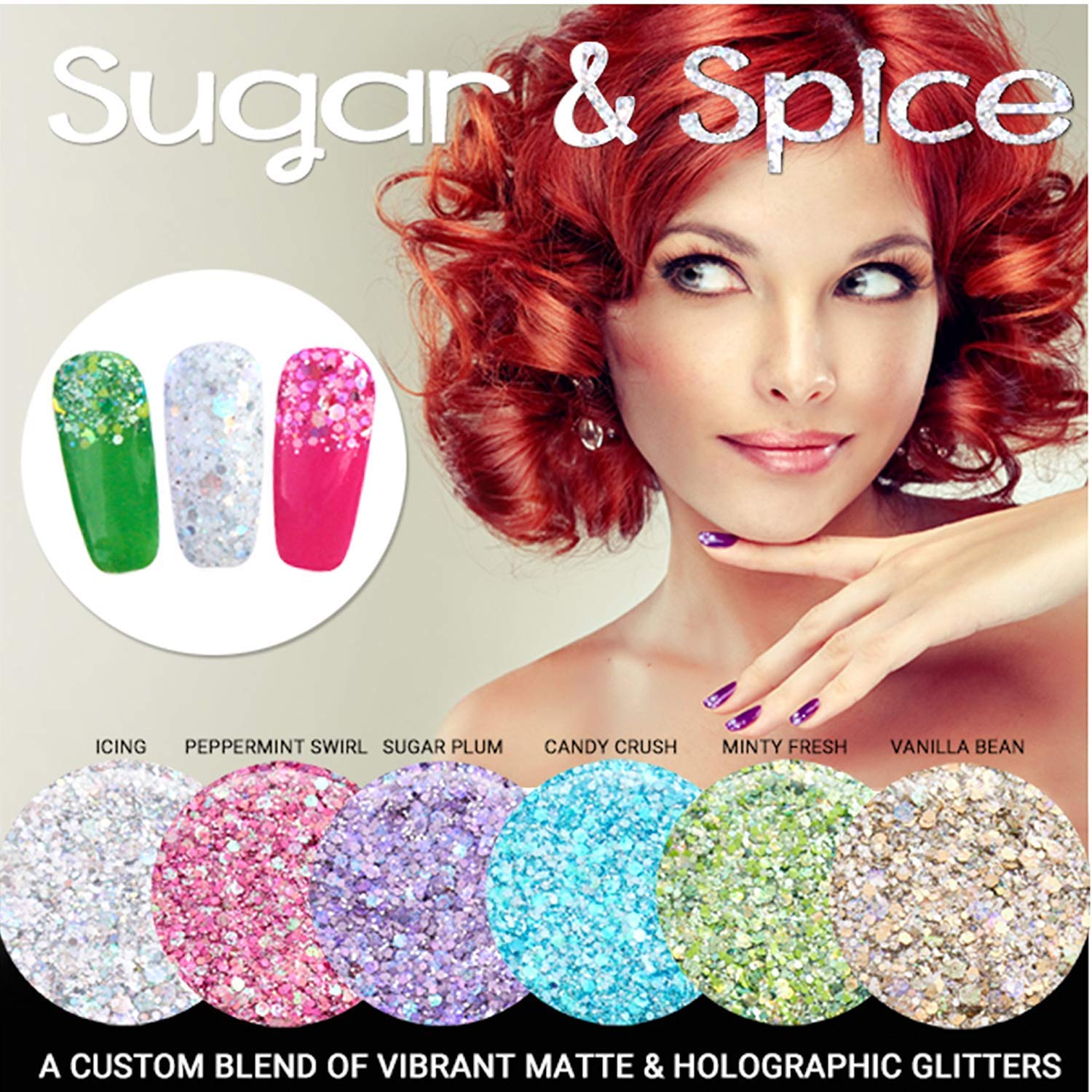 GLITTIES - Sugar Plum - Holographic & Matte Chunky Mixed Glitter  COSMETIC GRADE  Festival Body Glitter, Makeup, Face, Hair, Lips, Nails - (10 Gram)