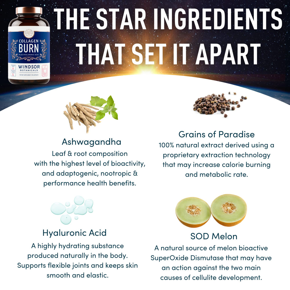 Thermogenic Multi Collagen Burn Capsules - Hydrating Hyaluronic Acid, Marine Collagen Supplements for Women and Men & Vitamin C - Hydrolyzed Collagen Complex 5 Types- 2-Pack, 180 Pills