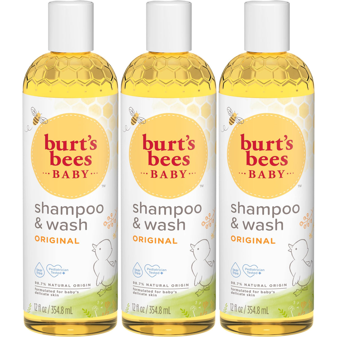 Burt's Bees Baby Shampoo and Body Wash, Tear Free Soap, 98% Natural Origina Baby Soap, Original Scent, 12 Oz (Pack of 3)