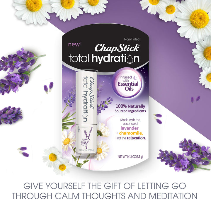 ChapStick Total Hydration ( Essential Oil Relax 0.12 Ounce) Moisturizer Lip Balm Tube, with Essence of lavender and chamomile
