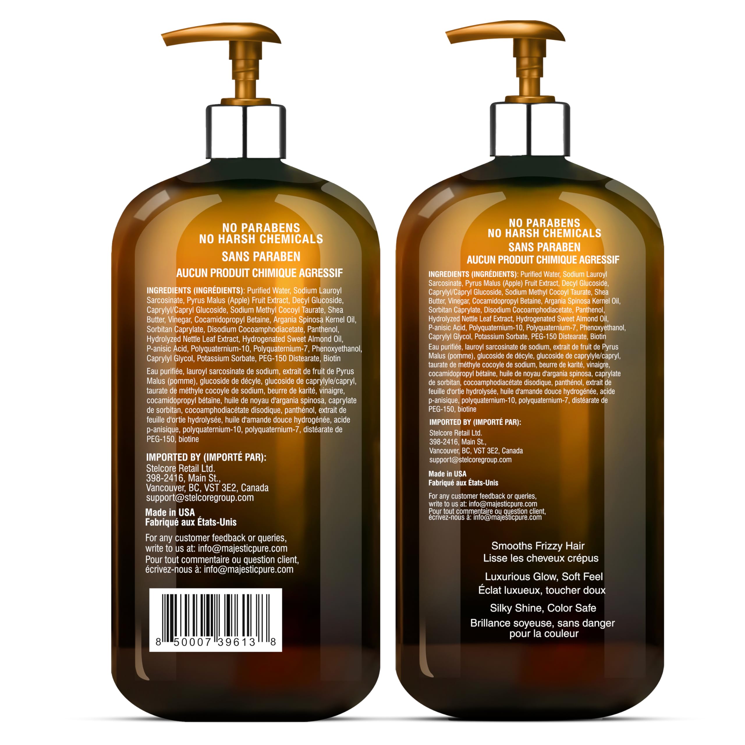MAJESTIC PURE Apple Cider Vinegar Shampoo and Avocado Coconut Conditioner Set - Restores Shine & Reduces Itchy Scalp, Dandruff & Frizz - Sulfate Free, for All Hair Types, Men and Women - 2 x 16 fl oz