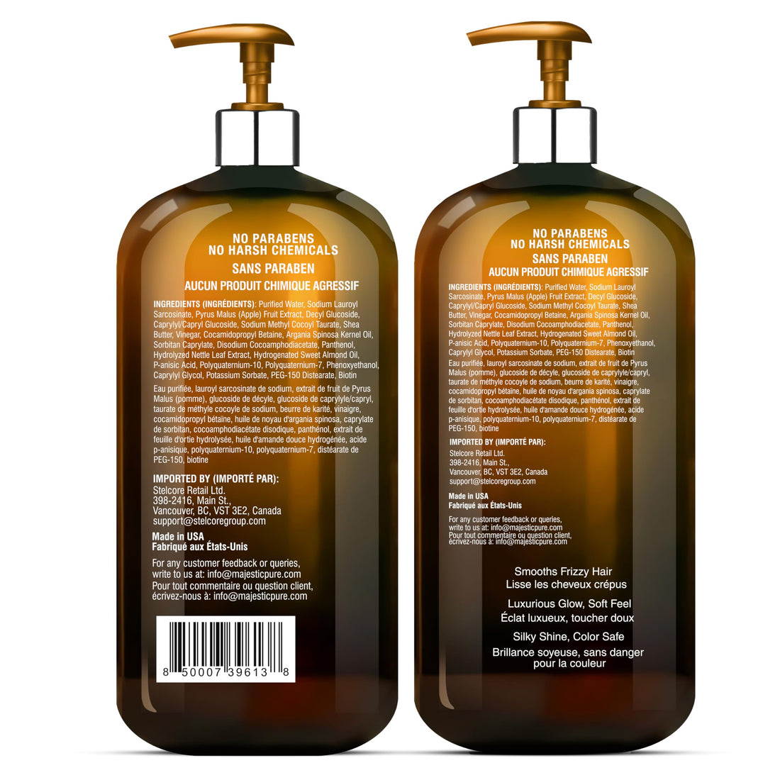 MAJESTIC PURE Apple Cider Vinegar Shampoo and Avocado Coconut Conditioner Set - Restores Shine & Reduces Itchy Scalp, Dandruff & Frizz - Sulfate Free, for All Hair Types, Men and Women - 2 x 16 fl oz