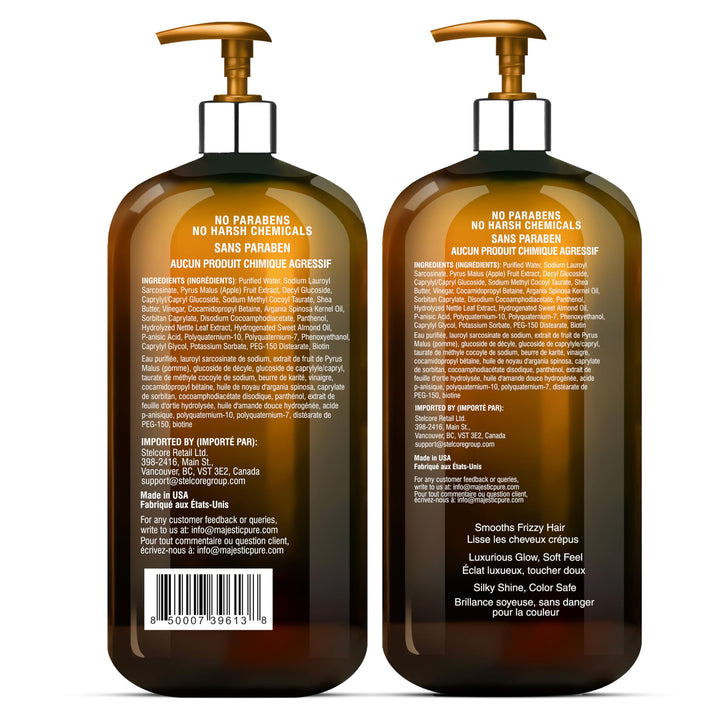 MAJESTIC PURE Apple Cider Vinegar Shampoo and Avocado Coconut Conditioner Set - Restores Shine & Reduces Itchy Scalp, Dandruff & Frizz - Sulfate Free, for All Hair Types, Men and Women - 2 x 16 fl oz