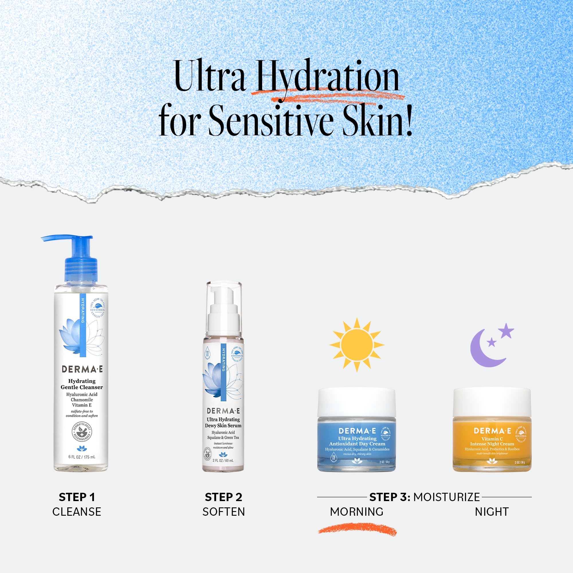 DERMA E Hydrating Day Hyaluronic Acid Cream, 2oz