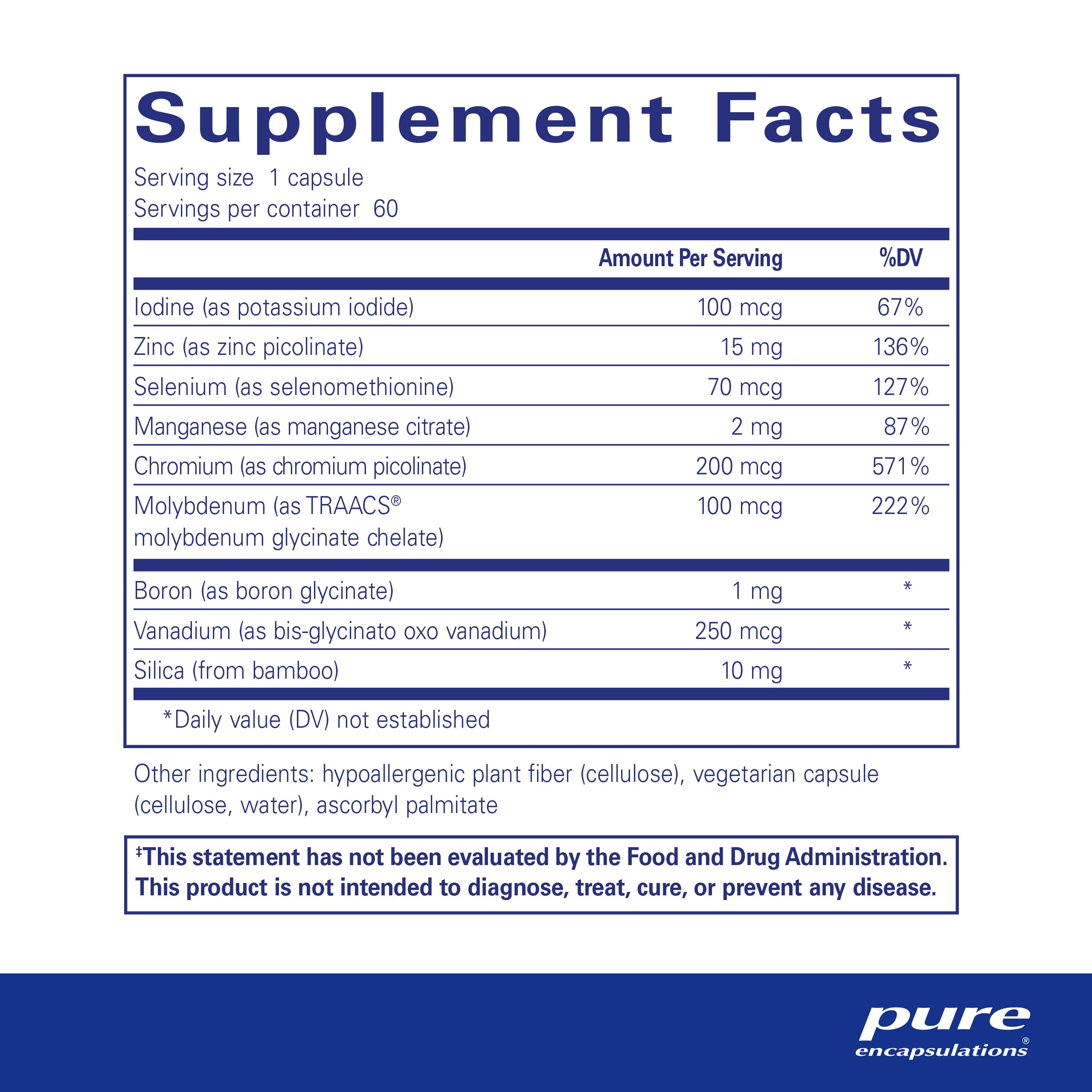 Pure Encapsulations Trace Minerals - Multimineral Supplement - Mineral Supplement - Supports Metabolism & Cellular Function* - Gluten Free & Vegan - 60 Capsules