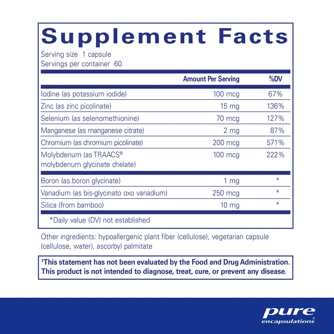 Pure Encapsulations Trace Minerals - Multimineral Supplement - Mineral Supplement - Supports Metabolism & Cellular Function* - Gluten Free & Vegan - 60 Capsules