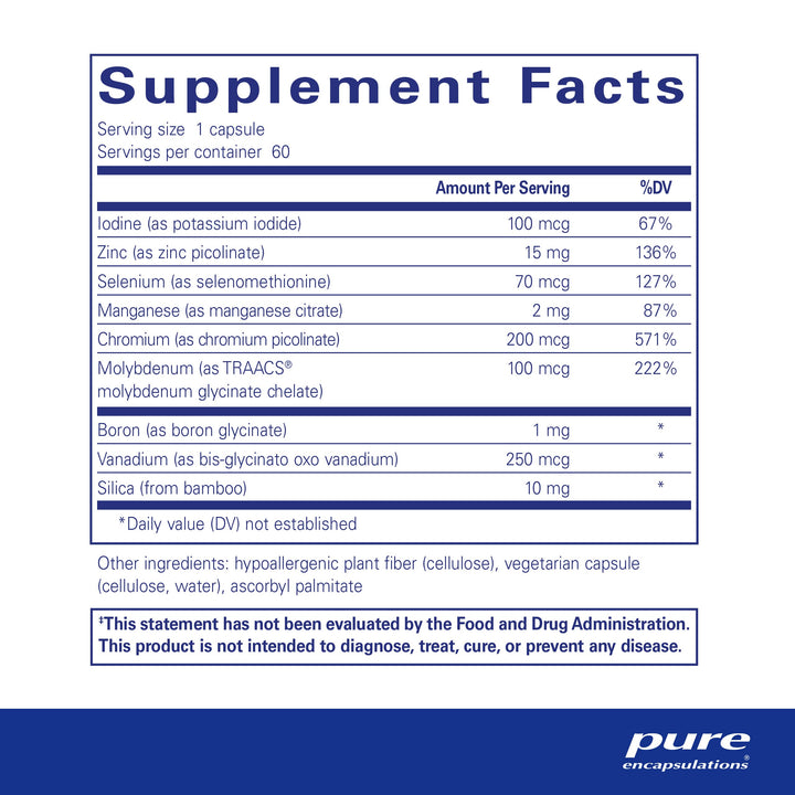 Pure Encapsulations Trace Minerals - Multimineral Supplement - Mineral Supplement - Supports Metabolism & Cellular Function* - Gluten Free & Vegan - 60 Capsules