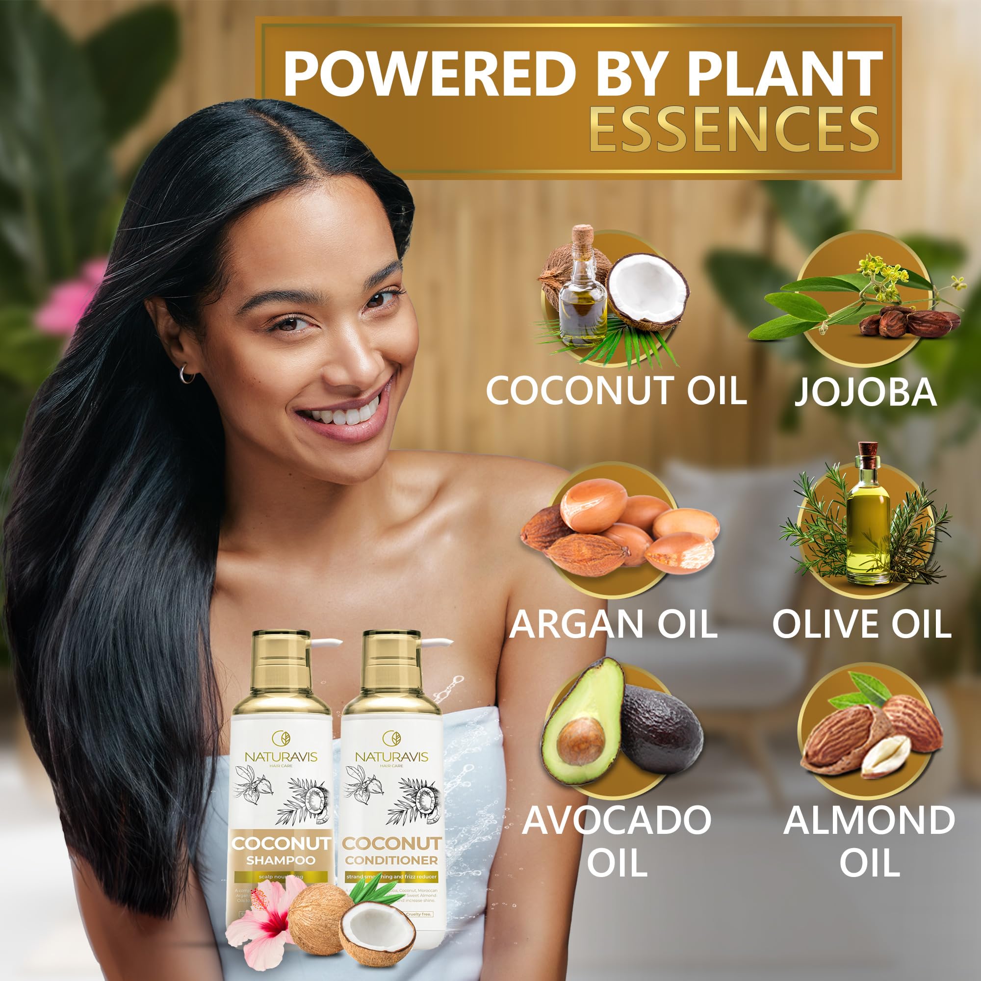 Coconut Shampoo and Conditioner Set - Sulfate Free and Paraben Free Intense Moisturizing Treatment with Jojoba - For Hydrating Your Scalp and Restoring Dry and Damaged Hair