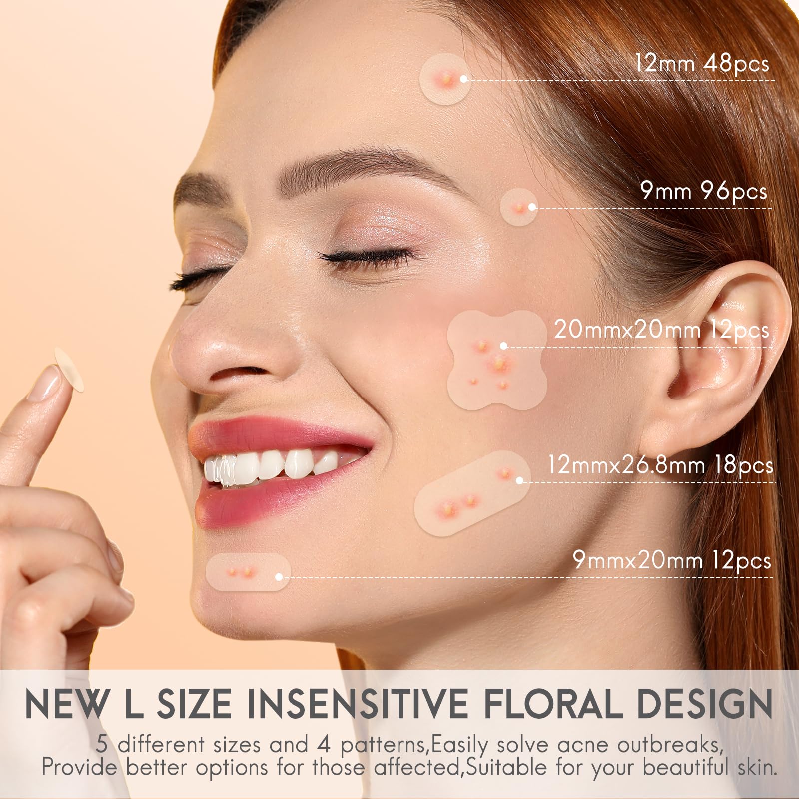 AOAWI Acne hydrocolloid Patches, 5 sizes and 4 shapes with 186pcs, The innovative size L suitable face, body, nose, Pimple, Acne blemishes, with Salicylic Acid, Tea Tree Oil,Centella Asiatica