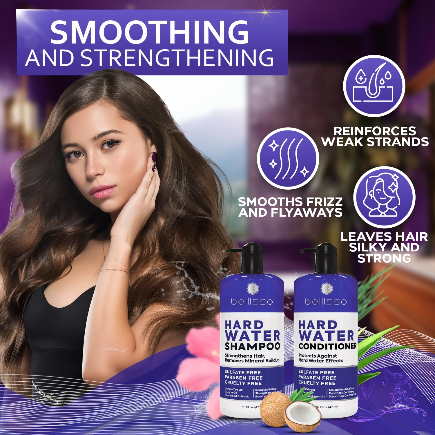 Hard Water Shampoo and Conditioner Set - Sulfate Free Hair Care Products for Women and Men - Moisturizing Treatment with Chelating Properties for a Deep Clean - Remover for Cleansing Mineral Build Up