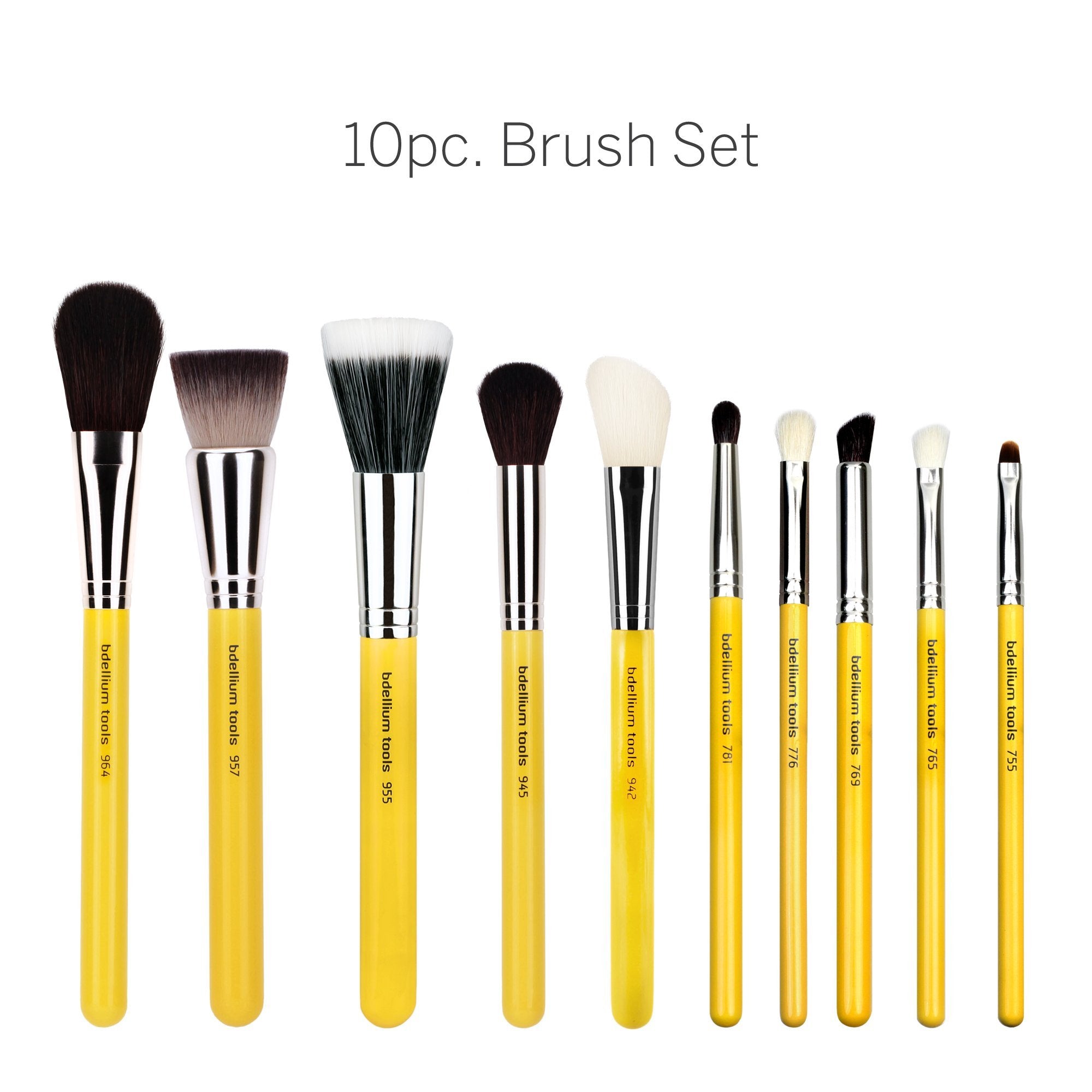 Bdellium Tools Professional Makeup Brush Studio Series - Mineral 10Pc. Brush Set with Roll-Up Pouch