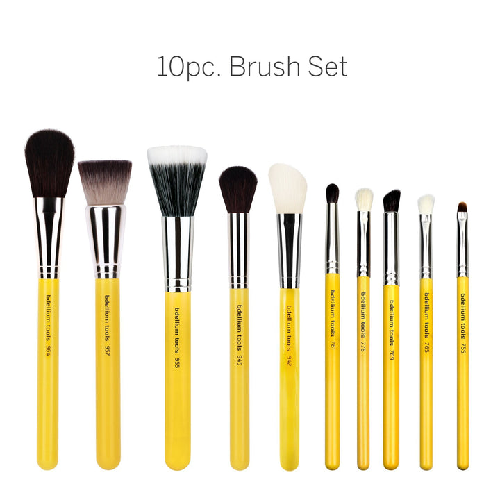 Bdellium Tools Professional Makeup Brush Studio Series - Mineral 10Pc. Brush Set with Roll-Up Pouch