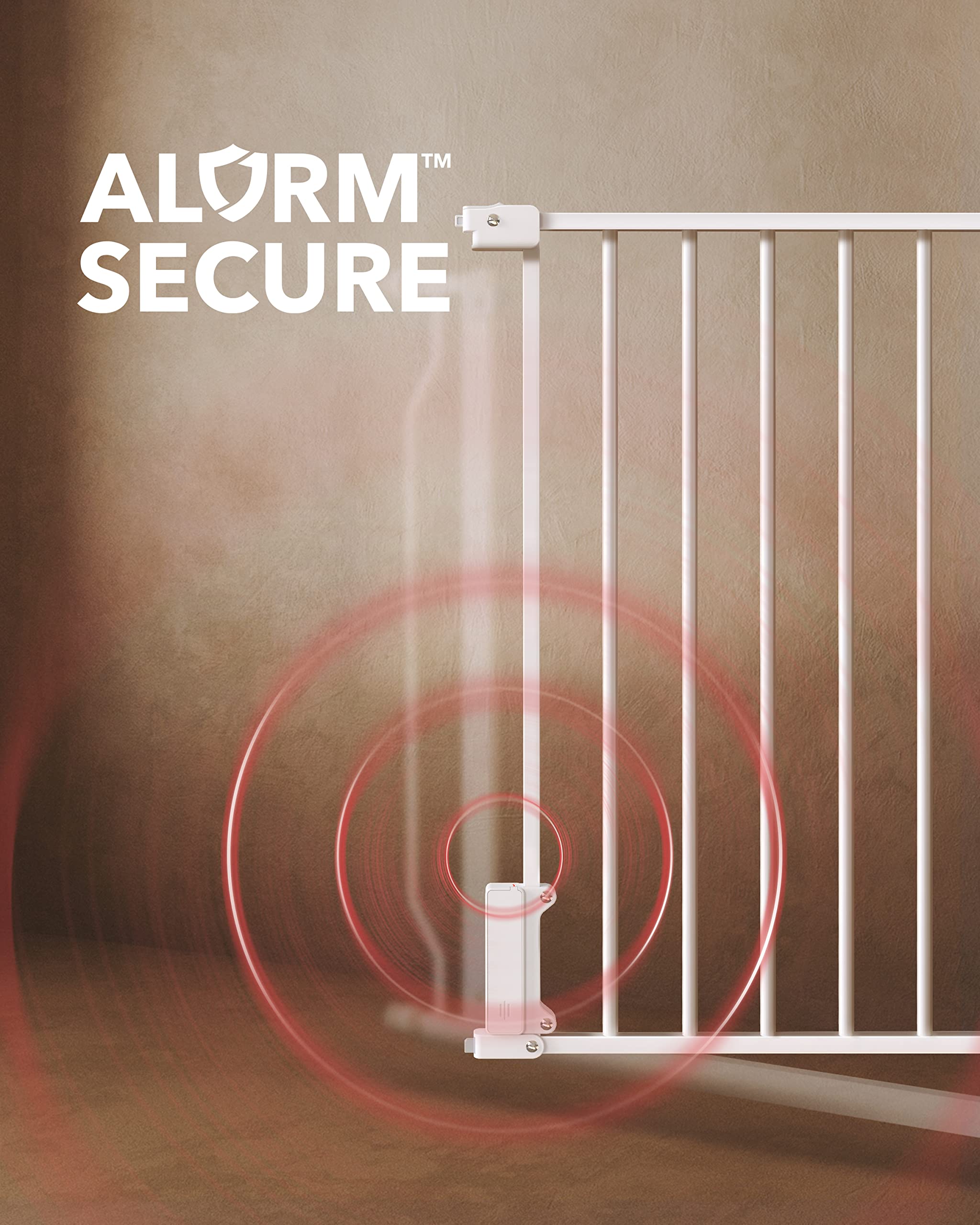 Ciays Baby Gate 29.5” to 37.4”, 30-in Height Extra Wide Dog Gate for Stairs, Doorways and House, Auto-Close Safety Metal Pet Gate for Dogs with Alarm, Pressure Mounted, White