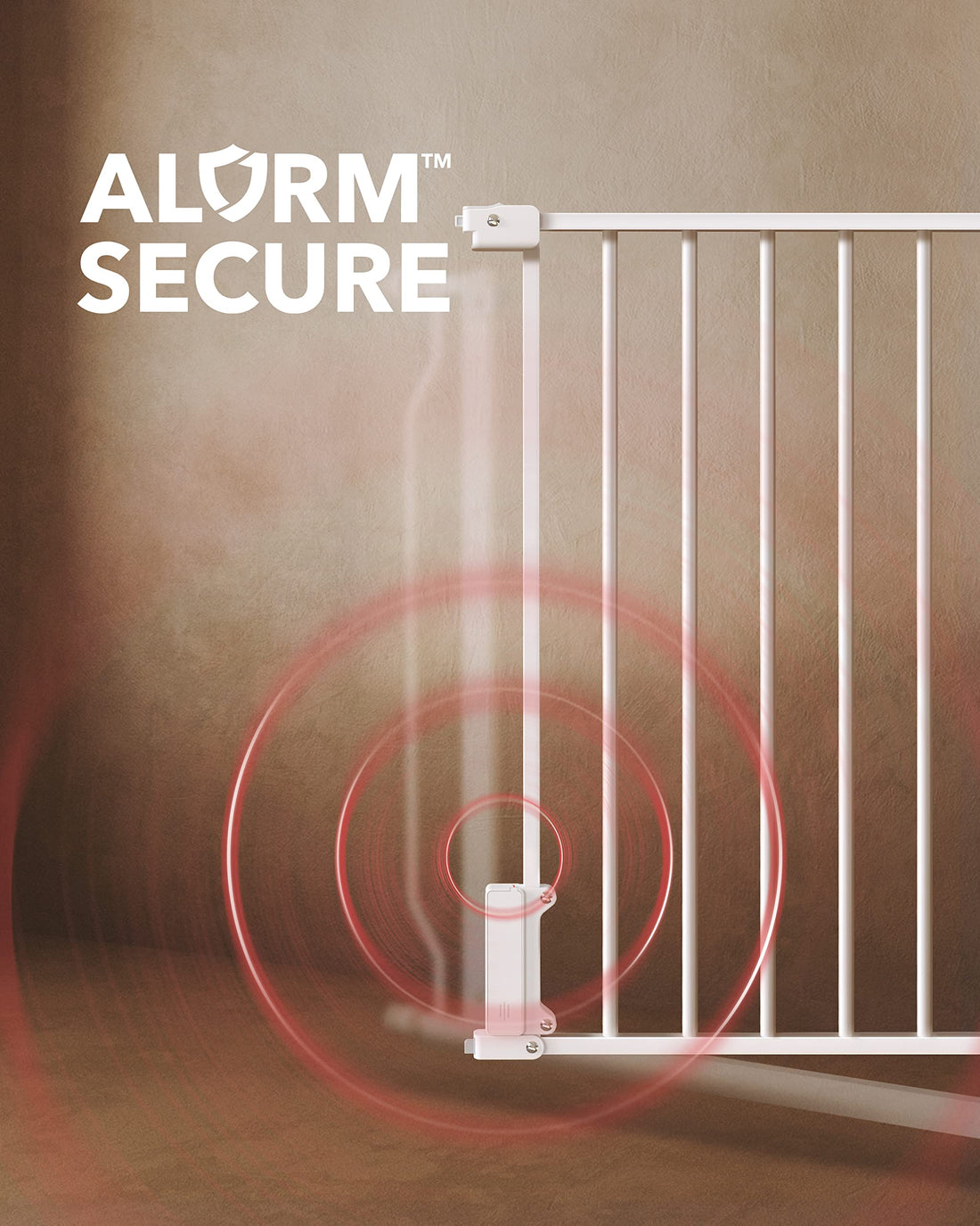 Ciays Baby Gate 29.5” to 37.4”, 30-in Height Extra Wide Dog Gate for Stairs, Doorways and House, Auto-Close Safety Metal Pet Gate for Dogs with Alarm, Pressure Mounted, White