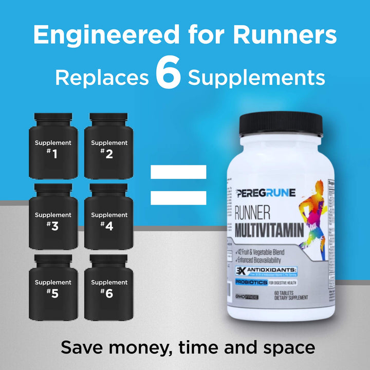 PEREGRUNE Runner Multivitamin & Omega 3 Fish Oil Bundle | Engineered Multivitamin for Runners | Antioxidants for Health & Recovery | Vitamin B Complex for Endurance, Energy | Joints & Heart Health
