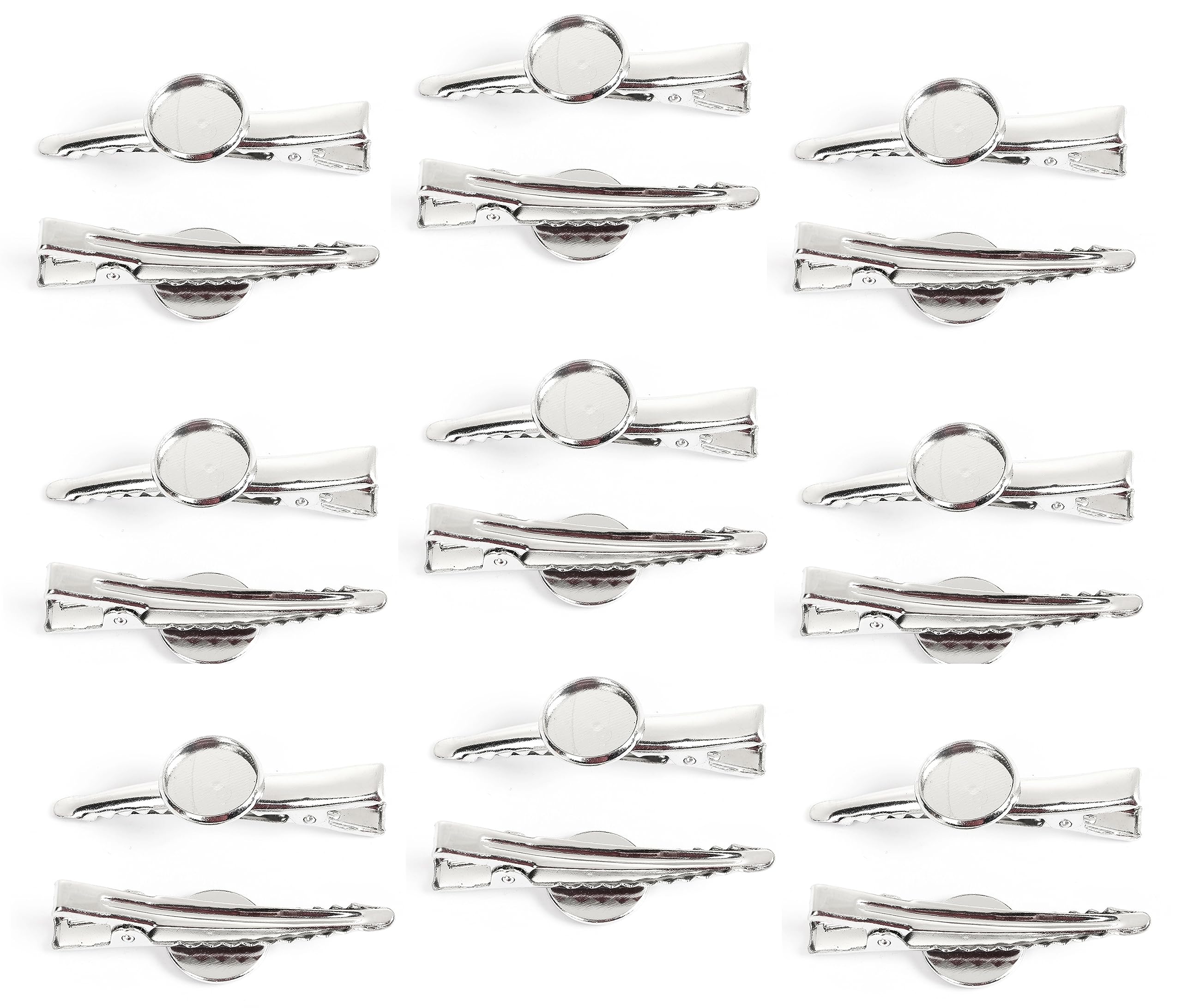 JGFinds Silver Tone Barrette Hair Clips with Cabochon Setting for DIY Crafts & Hair Accessories, 20 Pack for DIY Arts & Crafts
