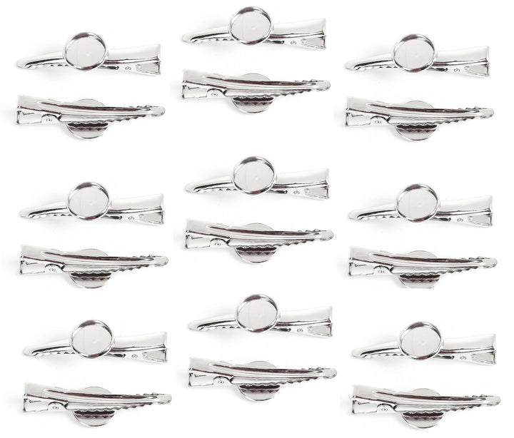 JGFinds Silver Tone Barrette Hair Clips with Cabochon Setting for DIY Crafts & Hair Accessories, 20 Pack for DIY Arts & Crafts