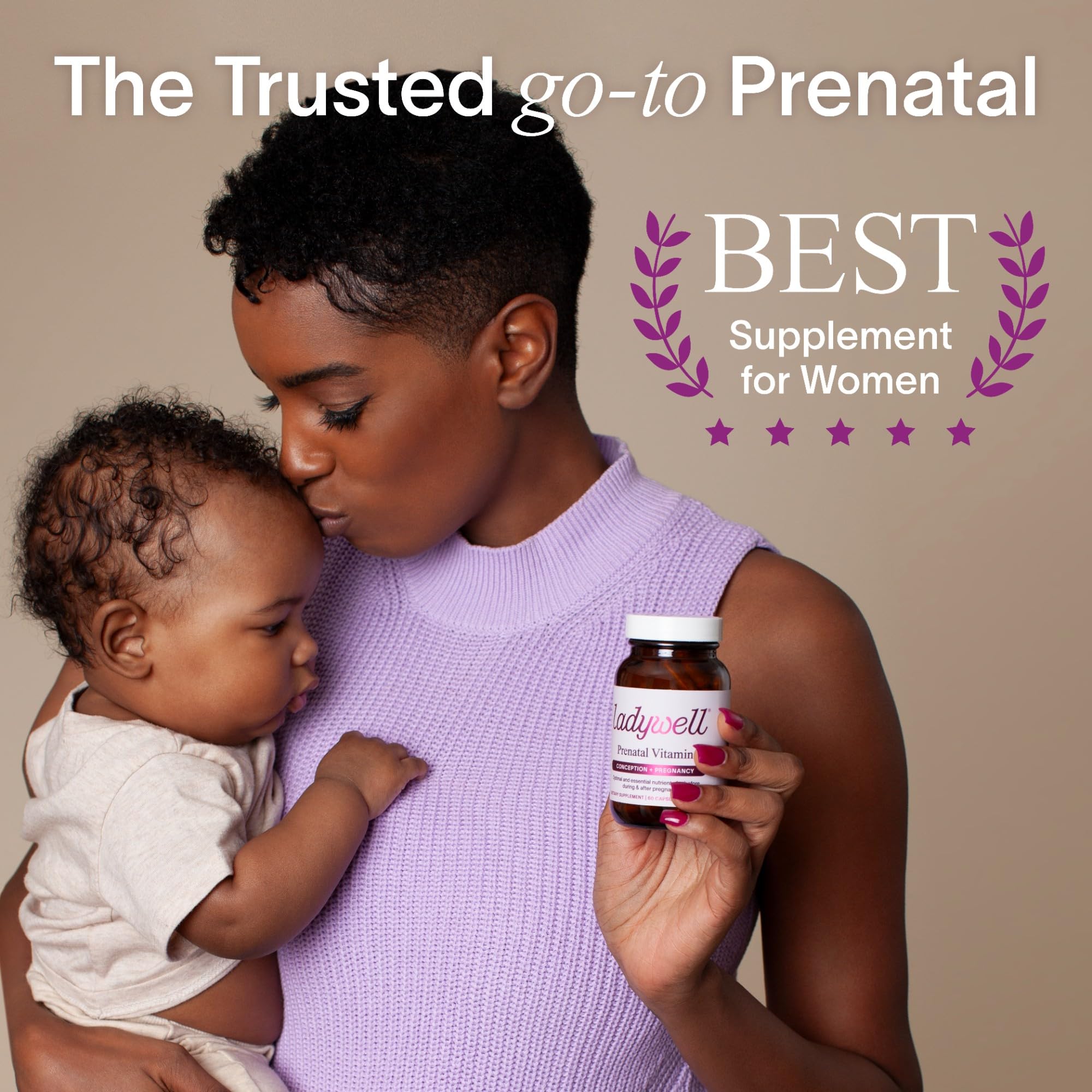Ladywell Prenatal Multivitamin | Conception, Pregnancy & Postpartum | Key Ingredients Including DHA, Folate & Iron | Expertly-Formulated & Tested | Designed for Absorption with Nausea Support, 60 Ct
