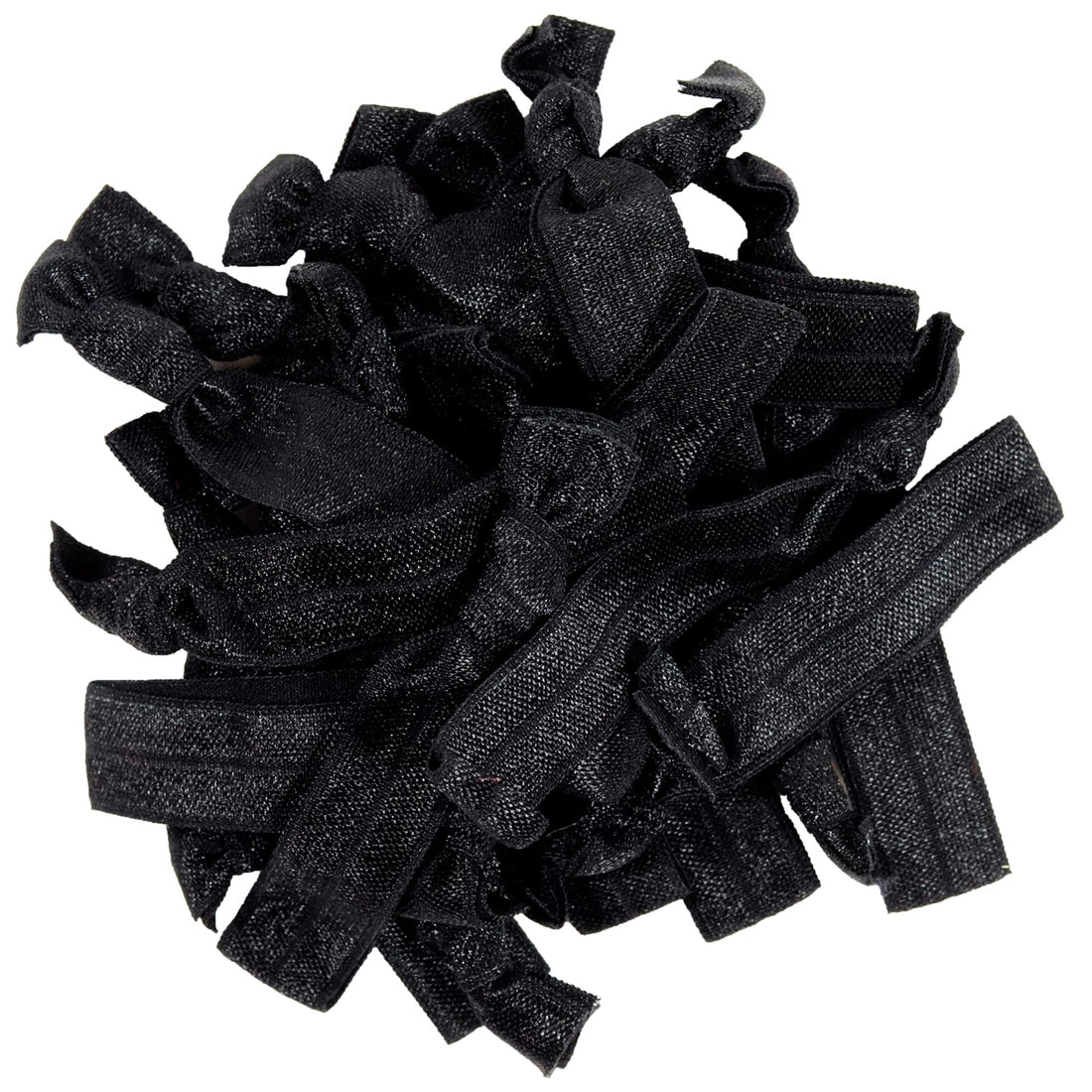 50 Pack : Black Hair Ties No Crease Ponytail Holders (Available in Lots of Pack Quantities) - Ouchless Elastic Styling Accessories Pony Tail Holder Ribbon Bands - By Kenz Laurenz (50 Pack)