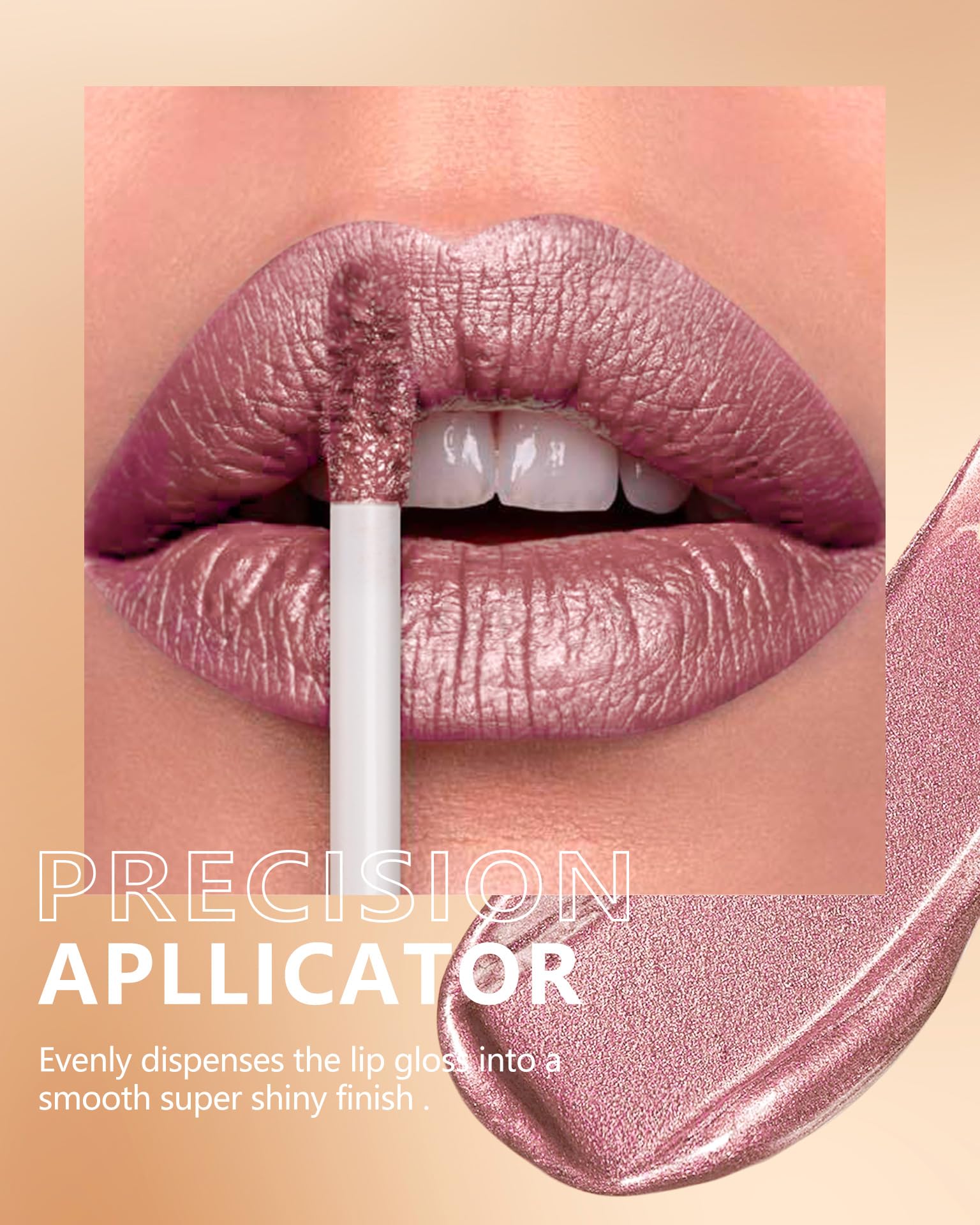 MAKI YIKA Metallic Pink Lipstick for Women Nude Lipsticks Long Lasting Shine Glitter Lipstick No Smudge No Transfer Liquid Lip Gloss (BR010 Sweet Sugar)