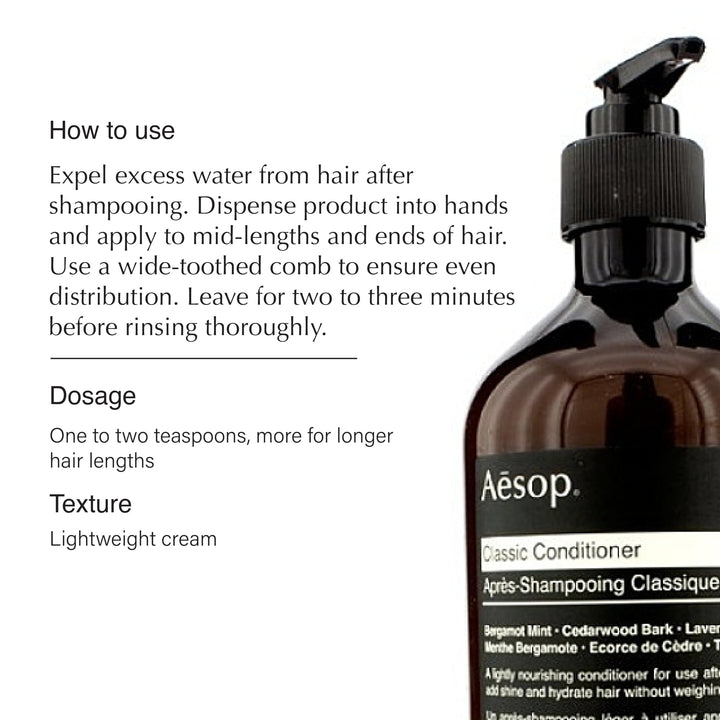 Aesop Classic Conditioner | 17.7 oz Natural Hair Conditioner for Damaged Dry Hair | Paraben-Free, Cruelty-Free & Vegan Deep Hair Conditioner for Men & Women | Hair Care Product for All Hair Types
