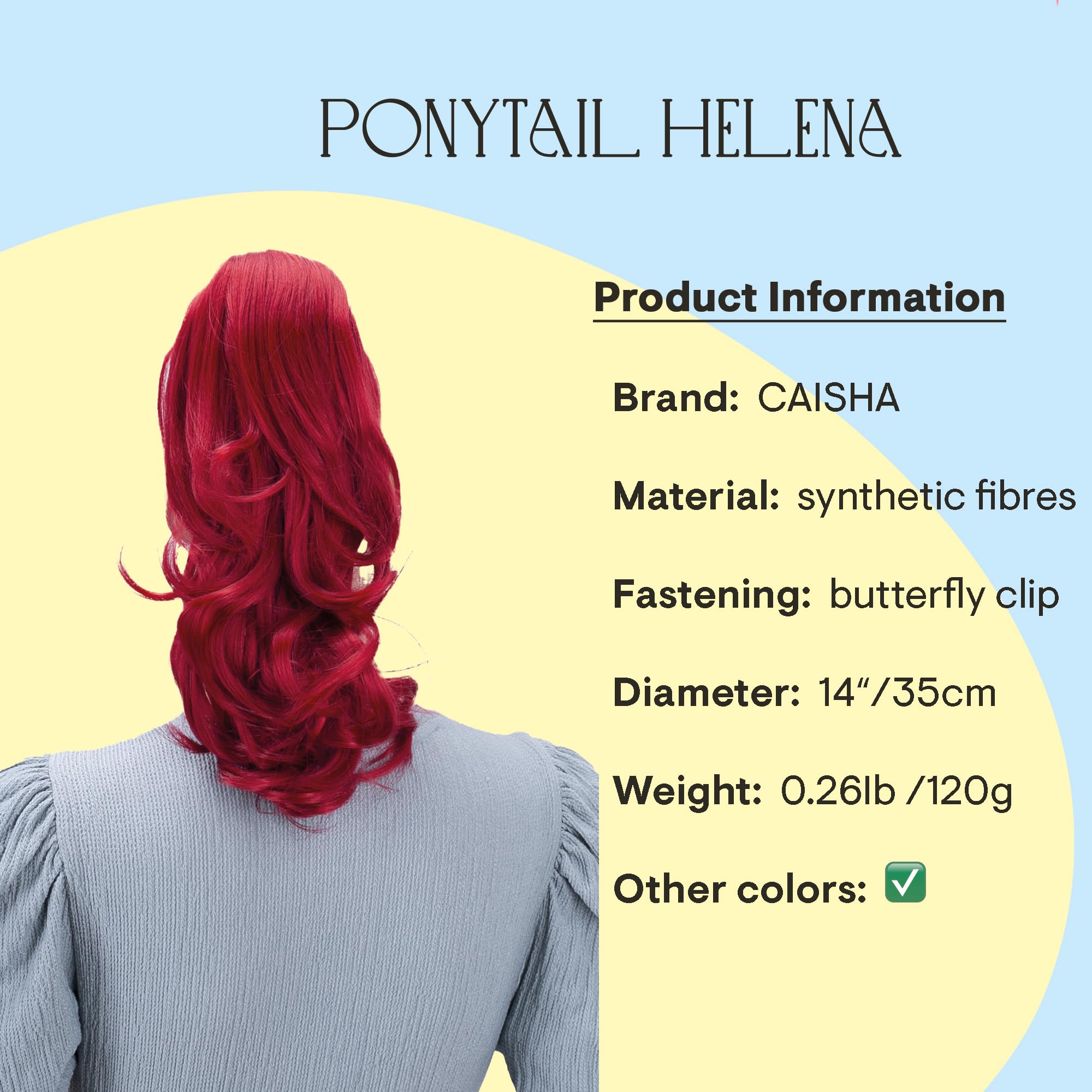 Intense red # 3100 H93 : PRETTYSHOP 14 & 110g Hair Piece Ponytail Extension Straight Light Curled Nature Looking Heat-Resisting Different Colors (intense red H93_3100)