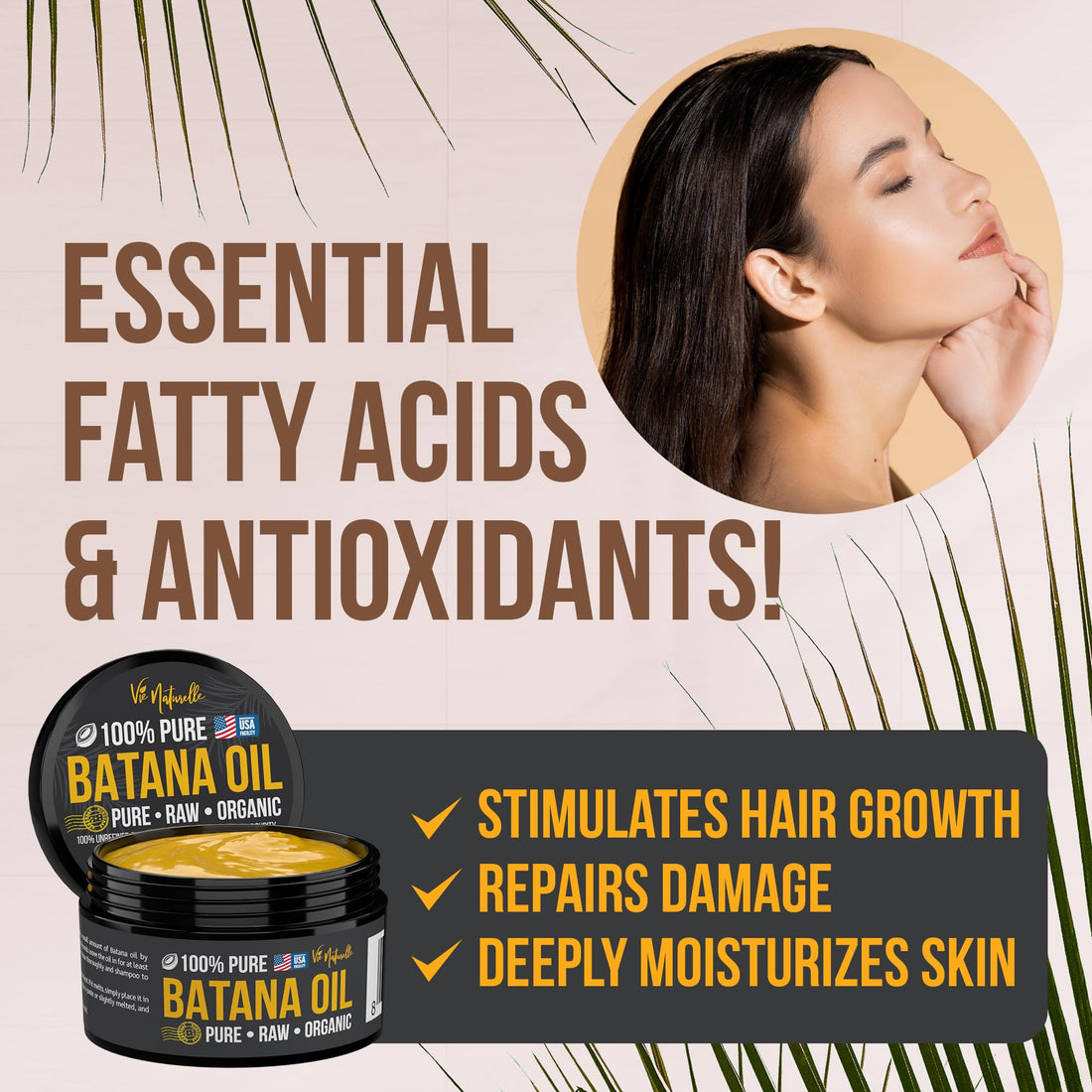 100% Pure Batana Oil from Honduras - Organic Raw Unrefined Hair Growth Oil - Natural Moisturizer for Skin and Hair - Cold Pressed Traditional Honduran Palm Nut Oil - 3 Fl Oz (Pack of 1)