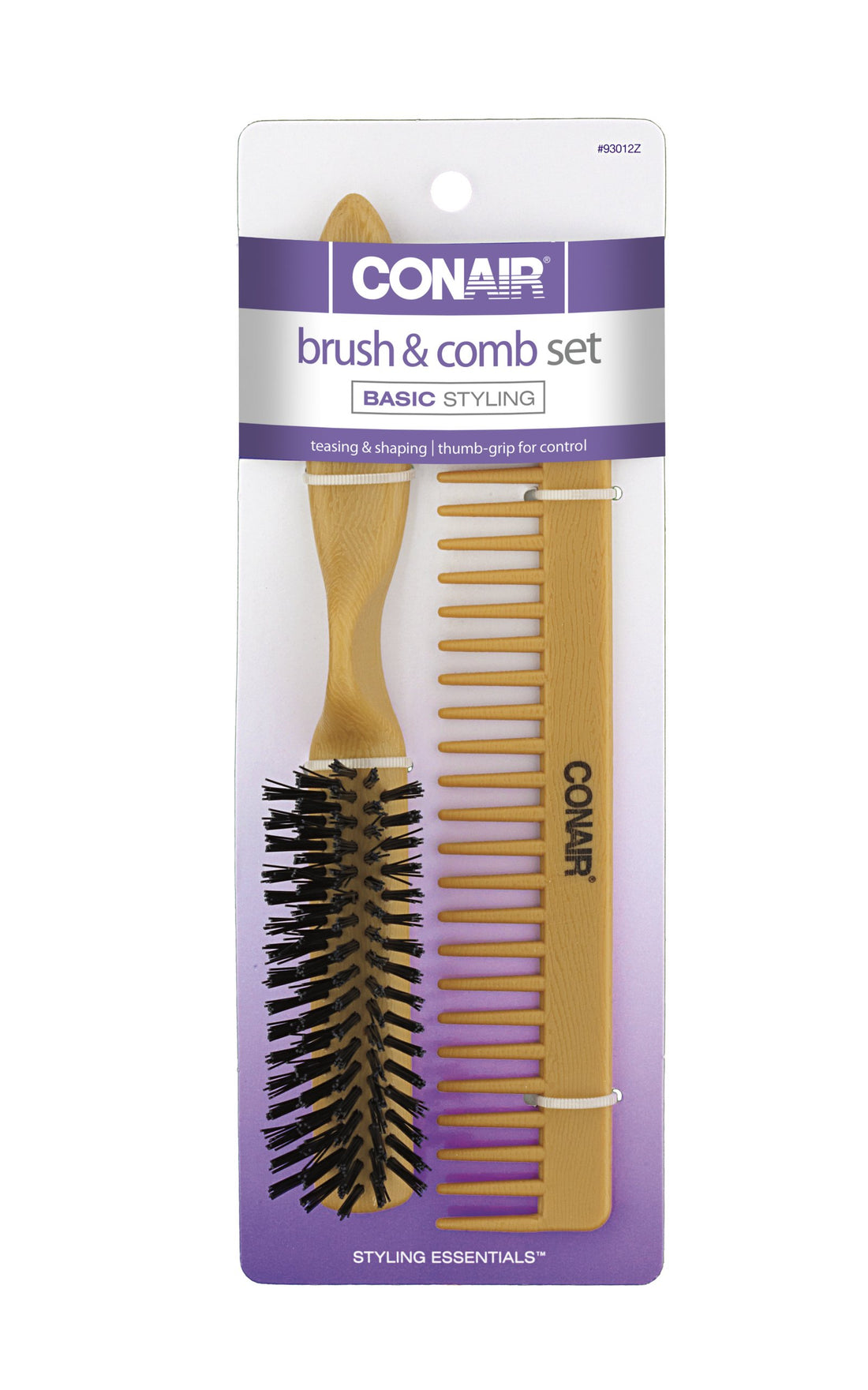 Conair Simulated Wood Thumb Grip Nylon Volume Comb Set by Conair