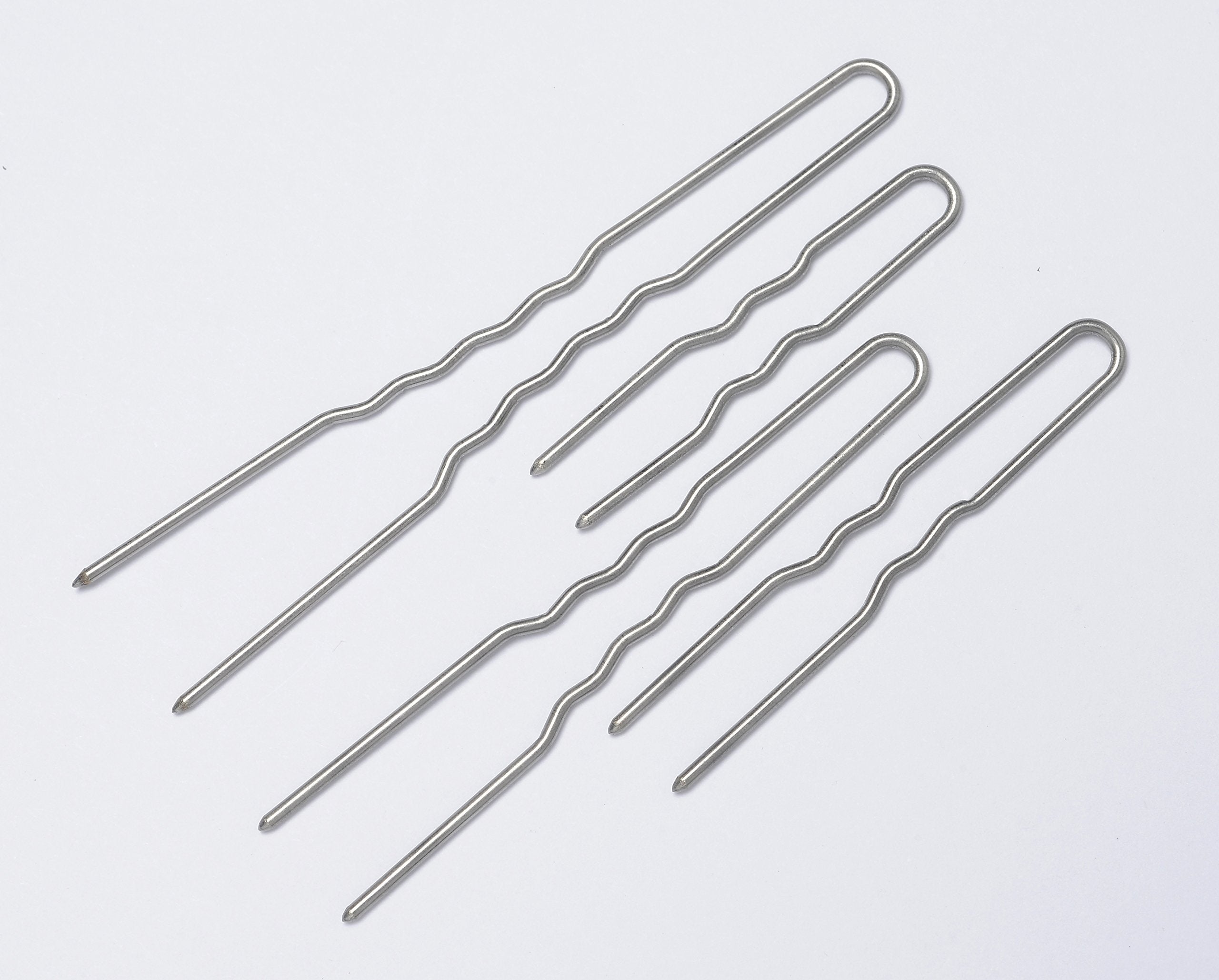 Crinkled Stainless Steel Heavy Duty Snagless Hairpins Pack of 12 Handmade Hair Pin (3 inch)