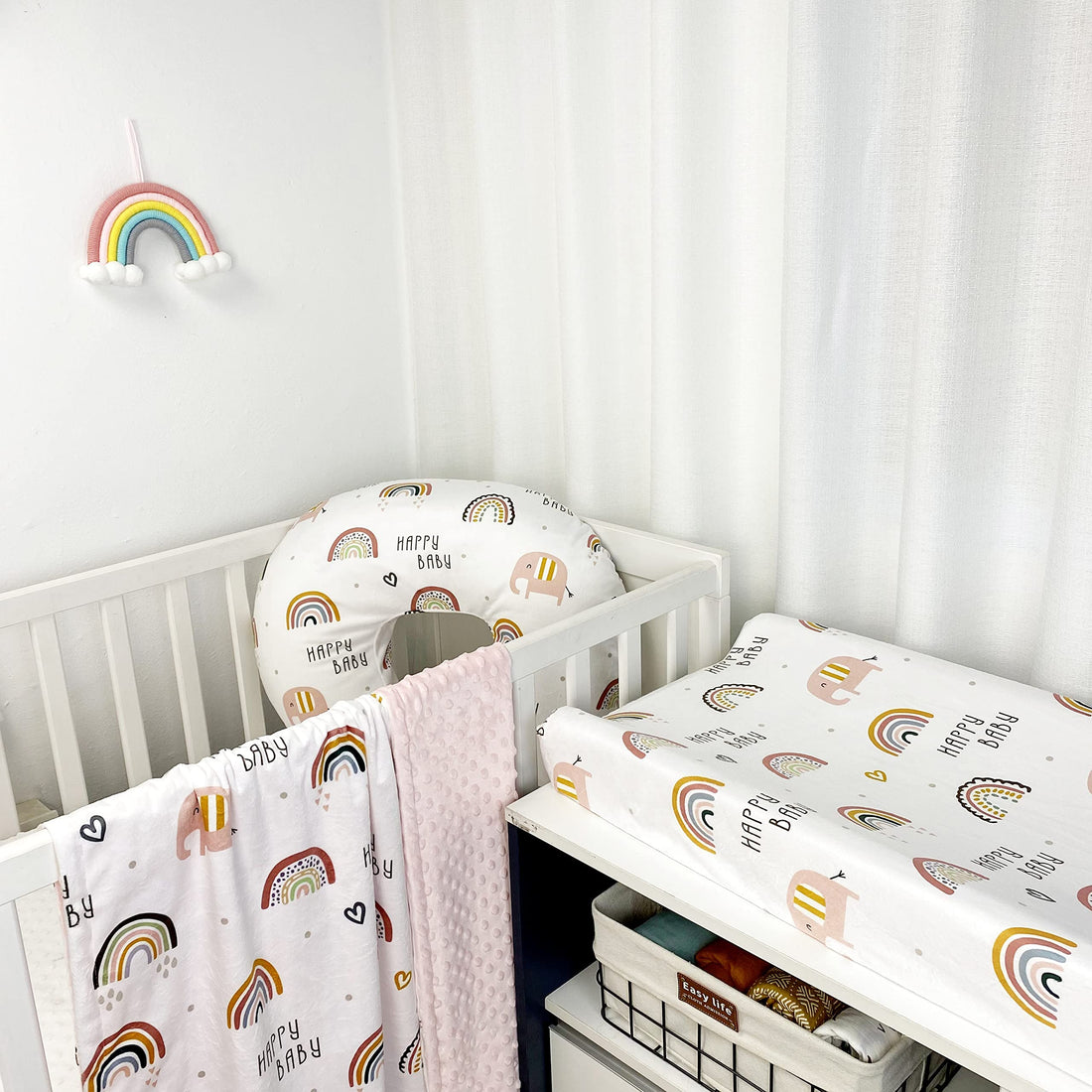 iEvolve Changing Pad Cover Ultra Soft Minky Dots Changing Table Cover Breathable Changing Table Sheet Diaper Changing Pad Cover for Baby Boys Girls (Rainbow)