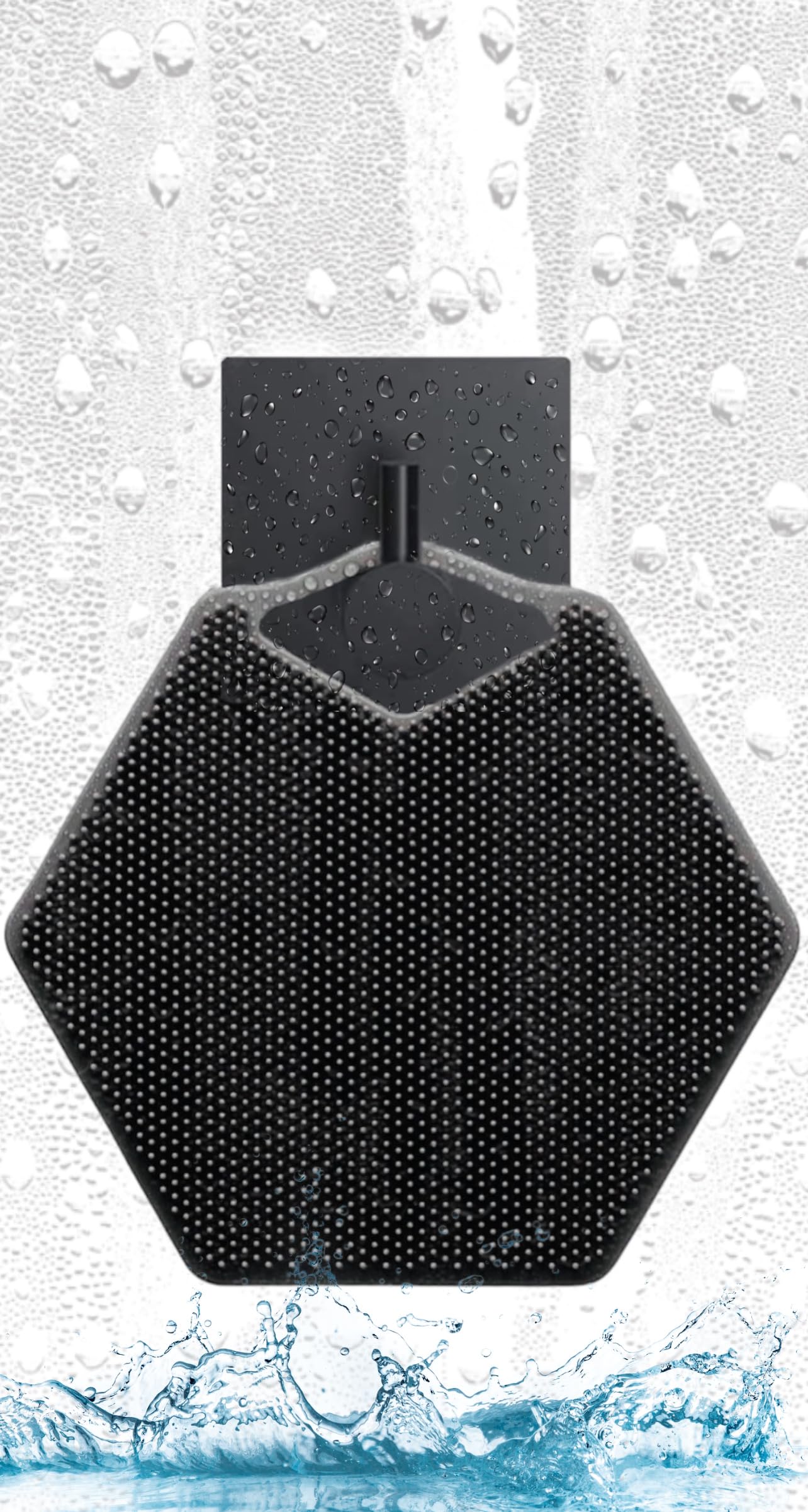 Premium Aquaphor Silicone Exfoliating Body Scrubber with Lather Boosting Bristles, Loofah Sponge, and Eco-Design Essentials- Shower Shelf for Inside Shower -Bathroom Back