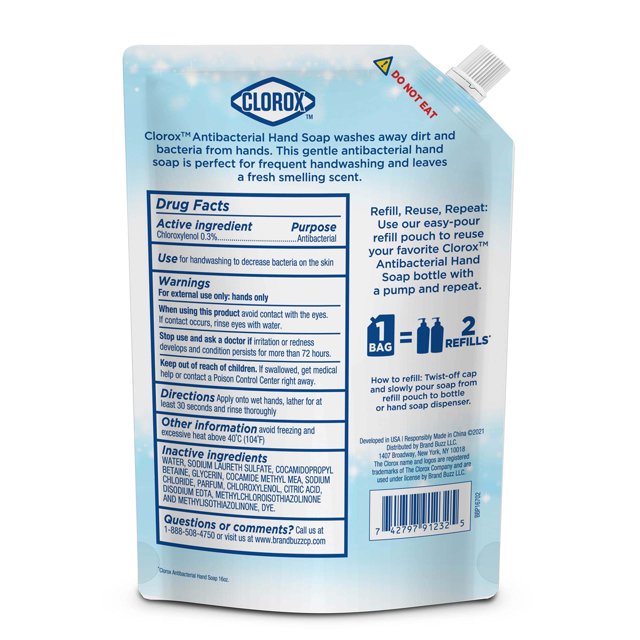 Clorox Liquid Hand Soap Refill 34 oz Scent Liquid Hand Washing Soap Refill Washes Away Dirt on Skin Soft on Hands Tough on Dirt, Strawberry - Clorox Hand Soap, Hand Wash, Foam Soap, Kitchen Hand Soap