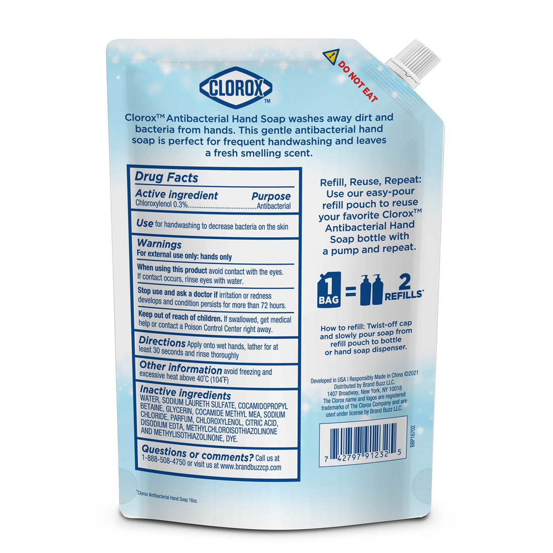 Clorox Liquid Hand Soap Refill 34 oz Scent Liquid Hand Washing Soap Refill Washes Away Dirt on Skin Soft on Hands Tough on Dirt, Strawberry - Clorox Hand Soap, Hand Wash, Foam Soap, Kitchen Hand Soap