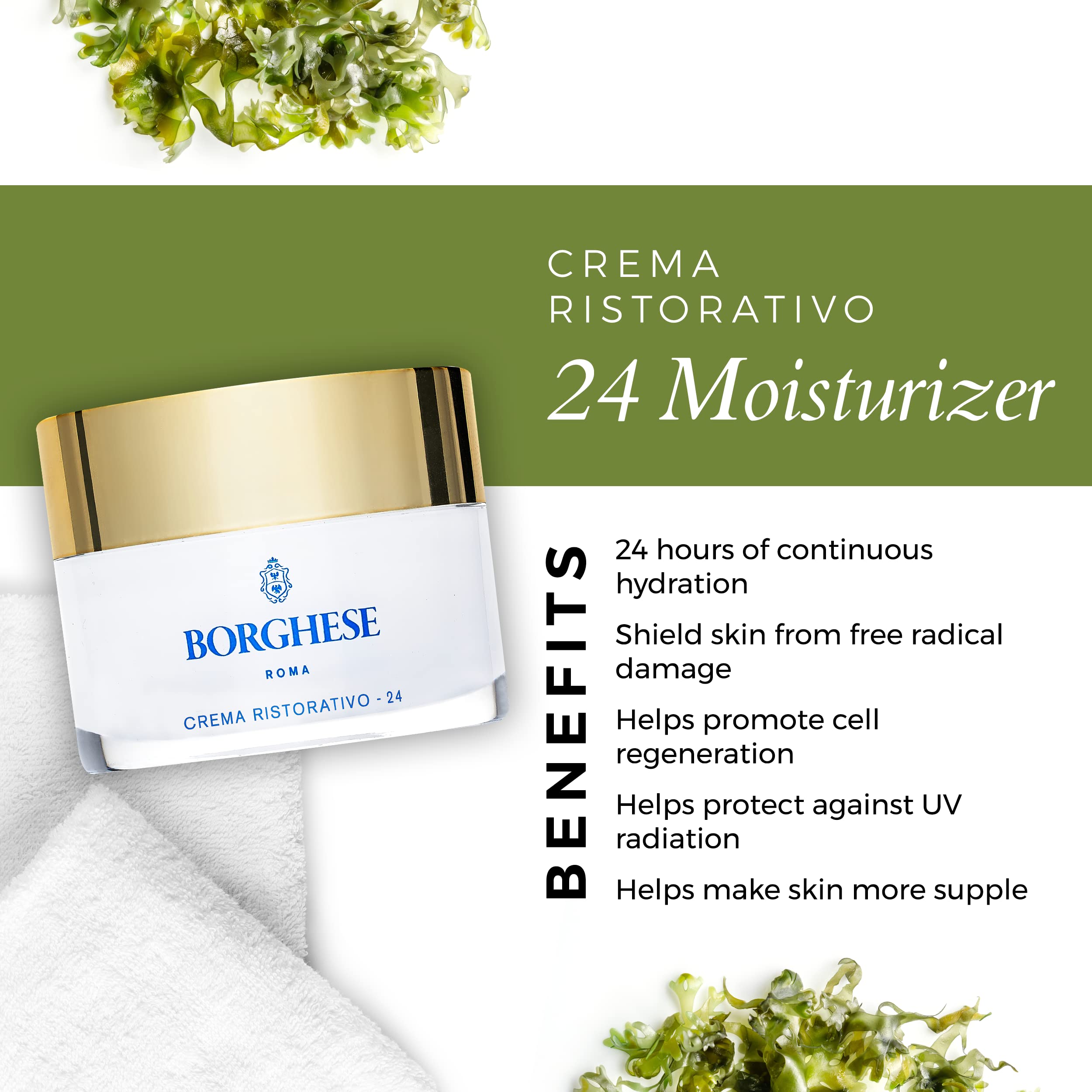 Borghese Crema Ristorativo-24 Continuous Hydration Moisturizer, 1 oz.