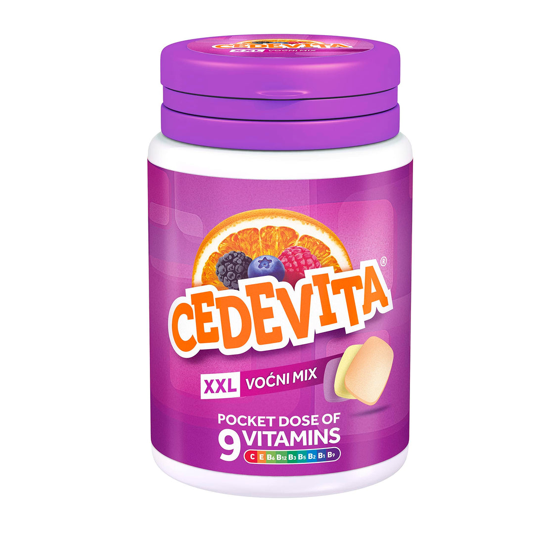 Cedevita Multivitamin Healthy and Sweet Candies with 9 Essential Vitamins in Mix Pot Flavor – A Pocket Full of Vitamins Immune System Booster – Pack of 15 Candies, 58.5g