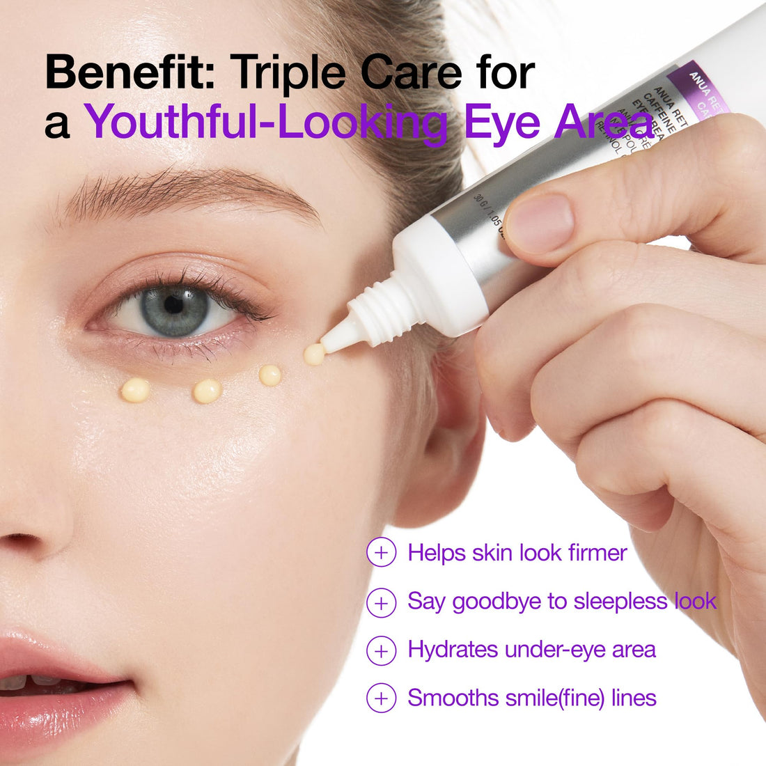 Anua Retinol 0.1 Caffeine Revitalizing Eye Cream, Under Eye Cream For Hydration, Glow Up Eye Contour, Niacinamide, Retinol For Face, Night Cream For Eye Care, Korean Skin Care (30g/1.05oz)