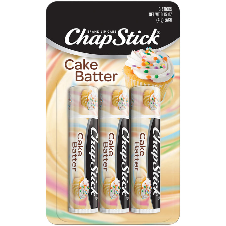ChapStick Classic Skin Protectant Flavored Lip Balm Tube, Limited Edition, 0.15 Ounce Each (Cake Batter Flavor, 1 Blister Packs of 3 Sticks)