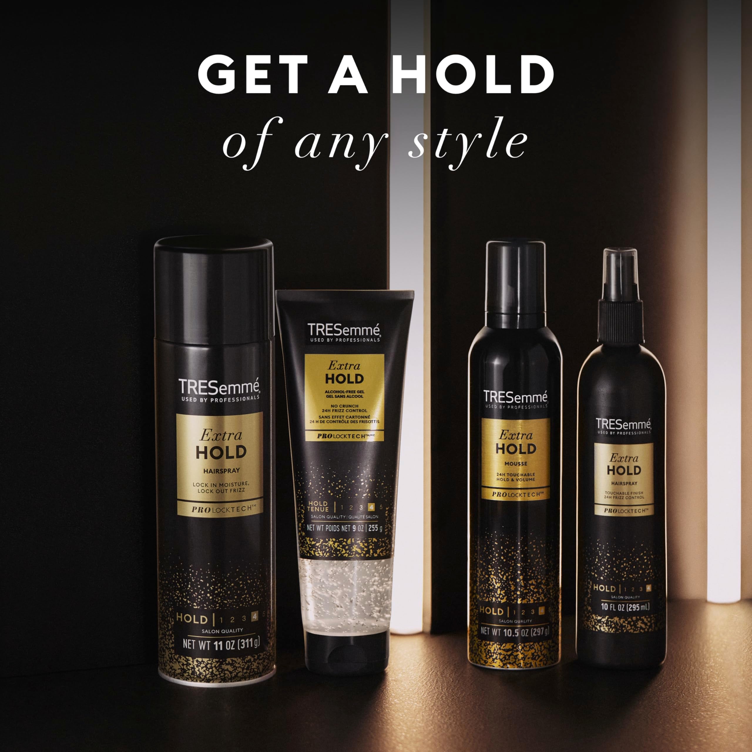 TRESemmé Shampoo, Conditioner, Hairspray, Styler, & Gel Start to Finish Hair Kit our Full Hair Regimen 5 Pack