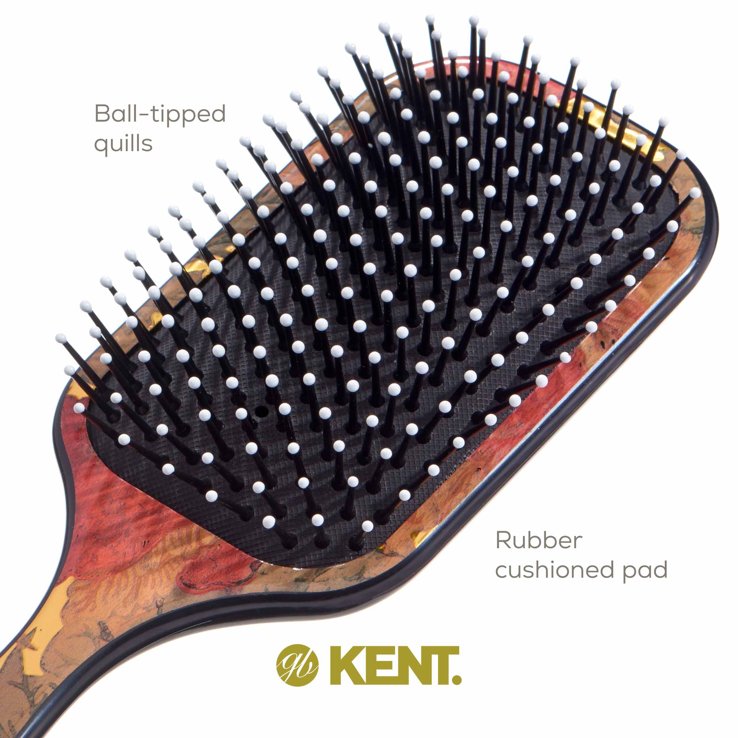 Kent LPB1 Large Paddle Cushioned Hair Brush - Grooming, Detangling, & Smoothing Floral Print - Best Everyday Brush For Medium to Long Hair