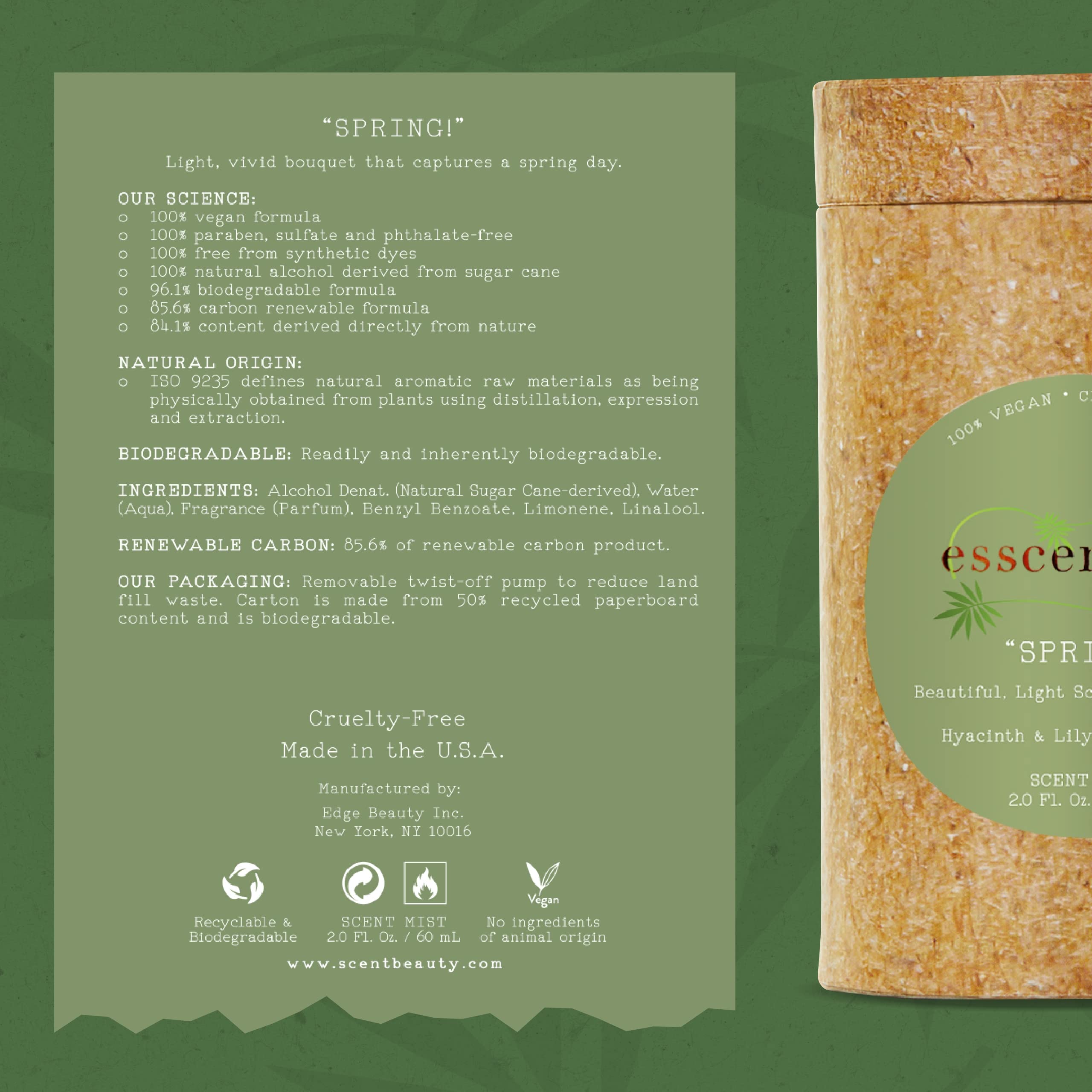 ESSCENTIALS Spring! Fragrance Mist | Light, Buildable, Spray Fragrance Featuring Subtle Notes Of Hyacinth & Lily-Of-The-Valley, 2.0 oz / 60mL