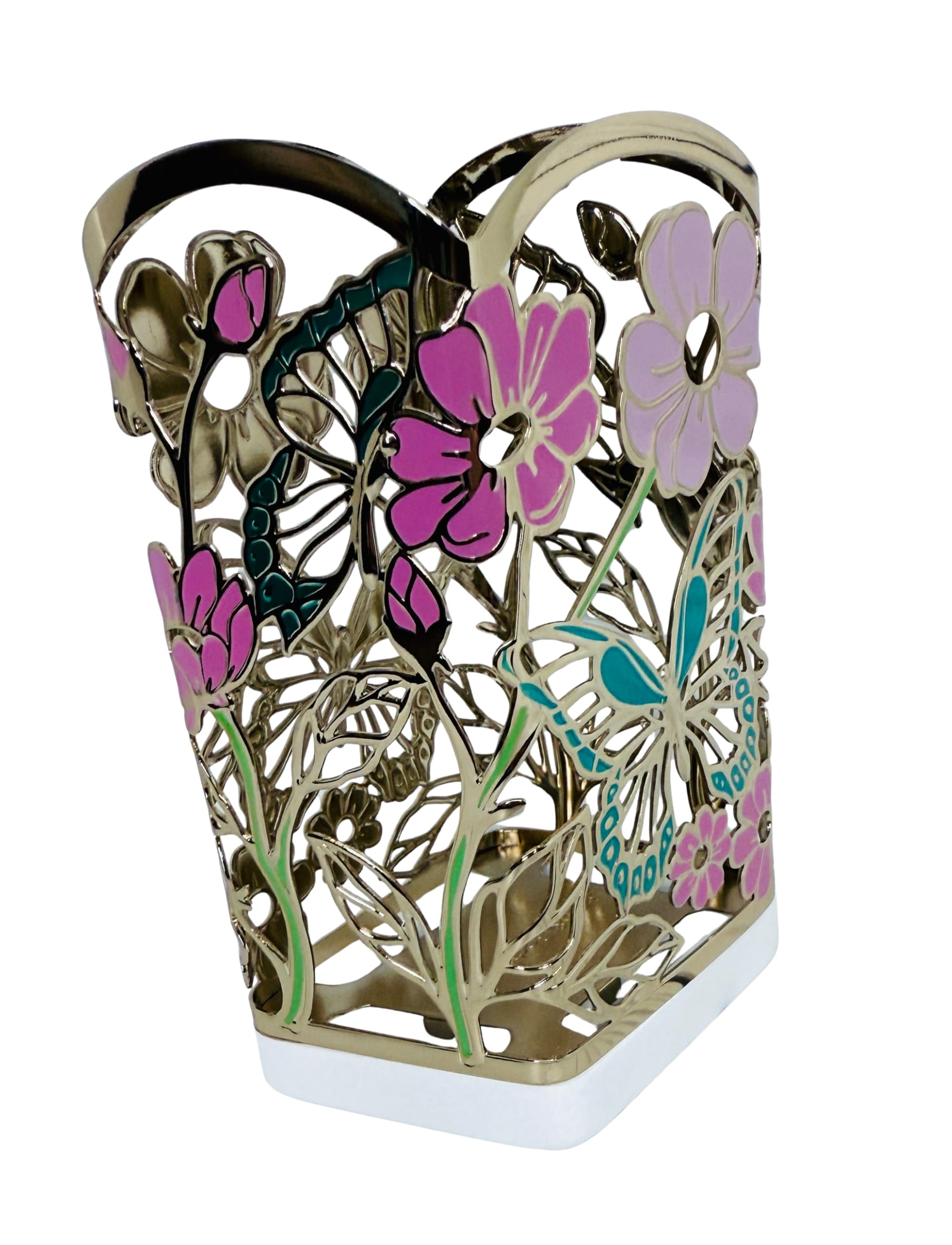 Bath and Body Works Pinks, Teal, Green with Gold Butterflies in The Garden Gentle Foaming Hand Soap Holder