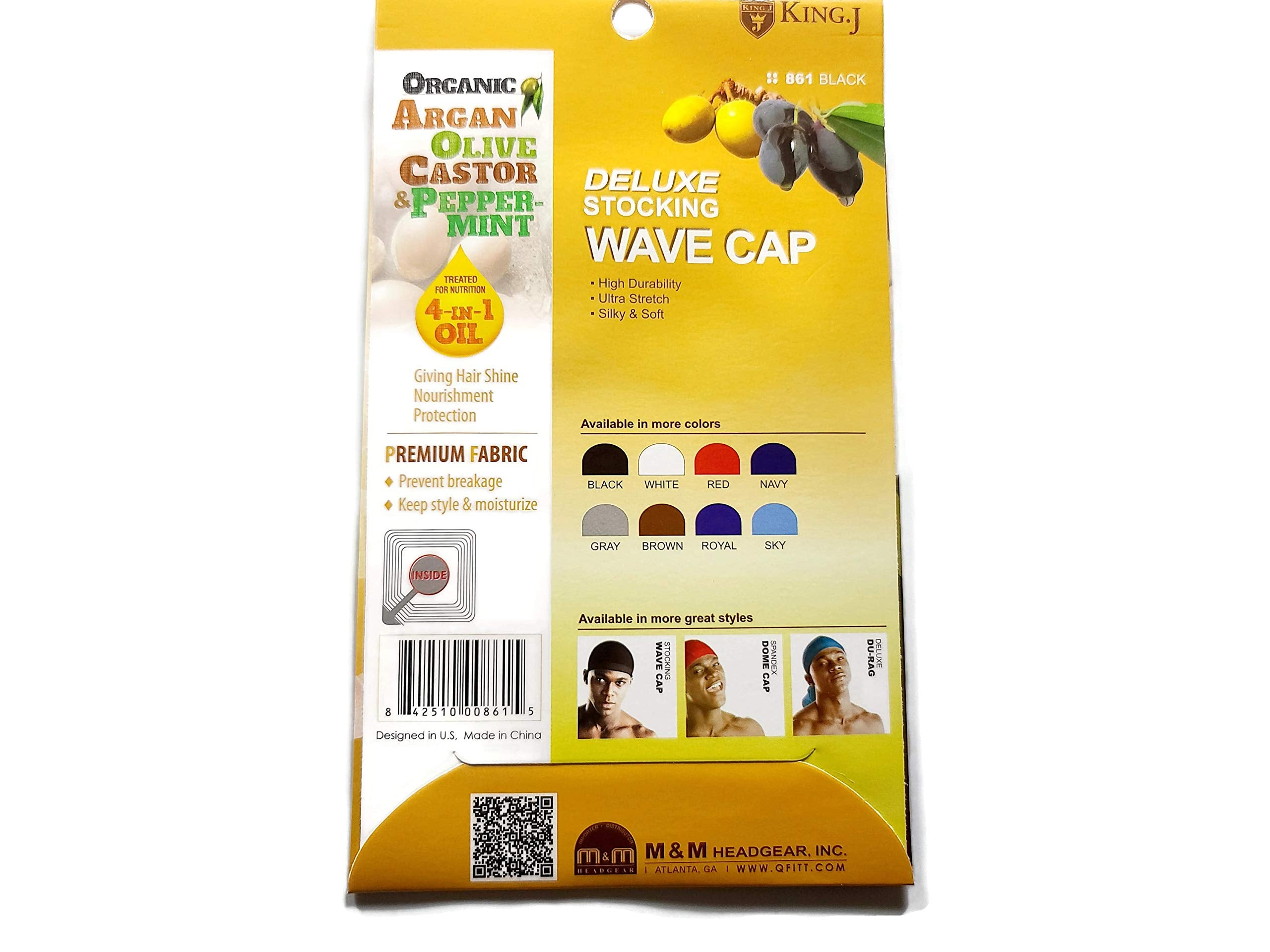 Healthy Treated Wave Deluxe Stocking Wave Cap Black (6 Packs)